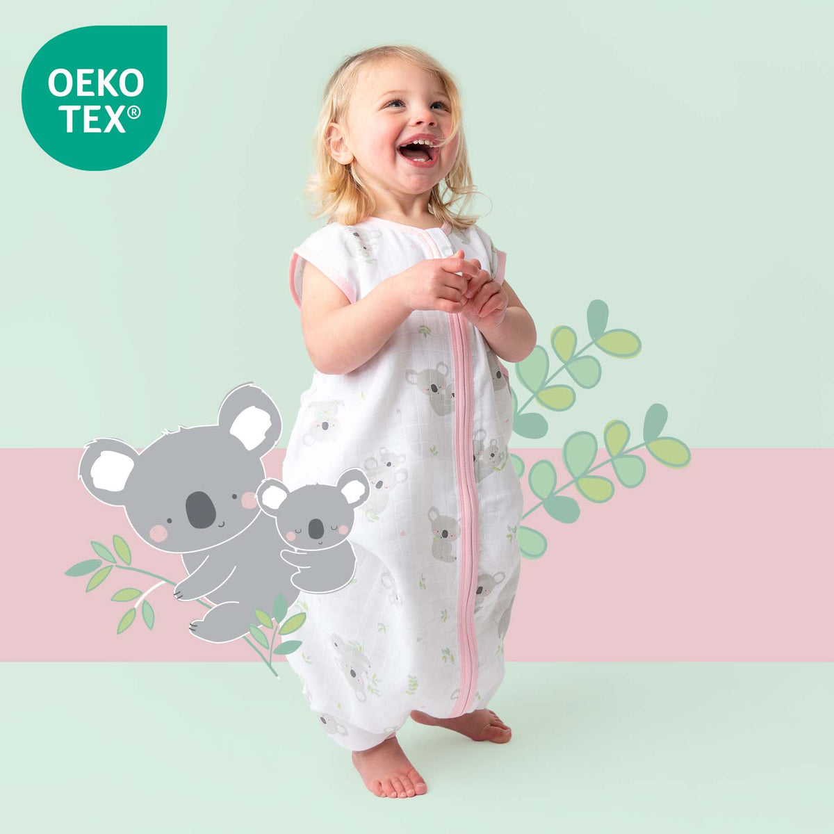 Muslin Sleeping Bag with Feet - 0.5 TOG_Koala_OEKOTEX_412