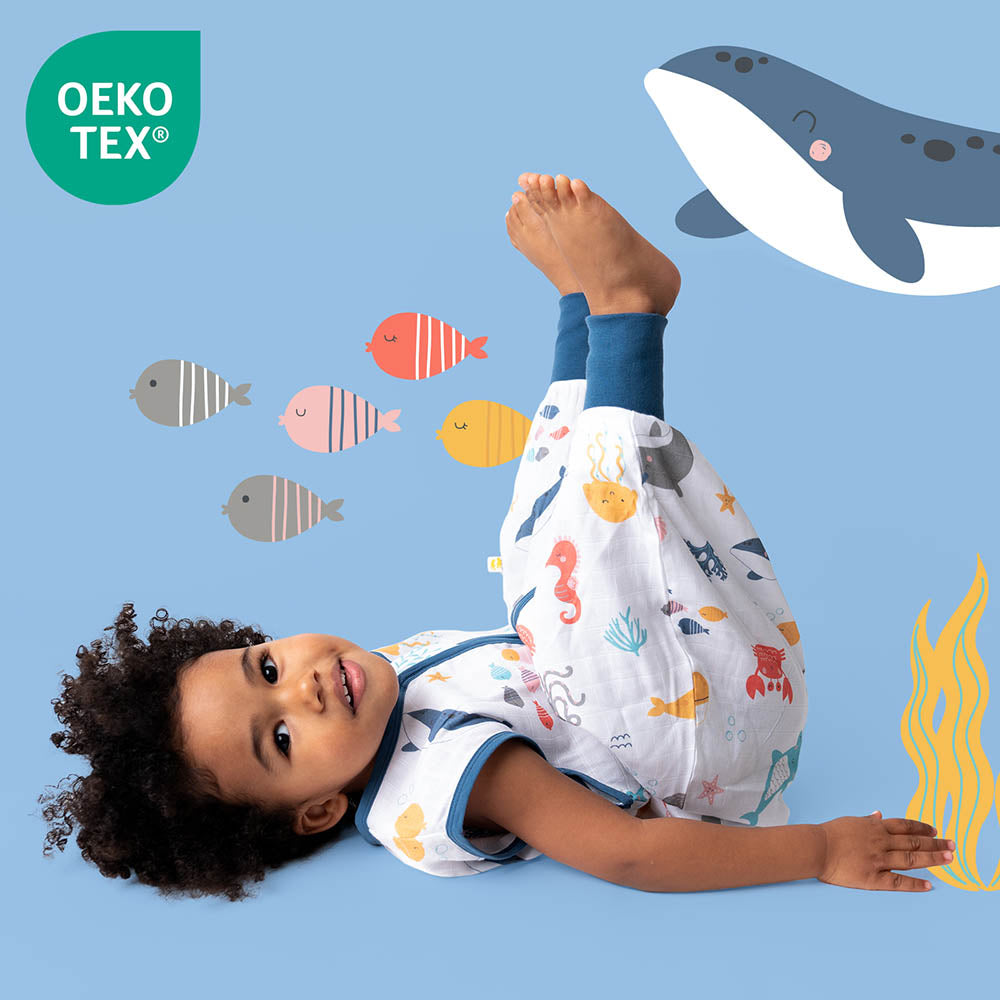Muslin Sleeping Bag with Feet - 0.5 TOG_Under the Sea_OEKOTEX_412