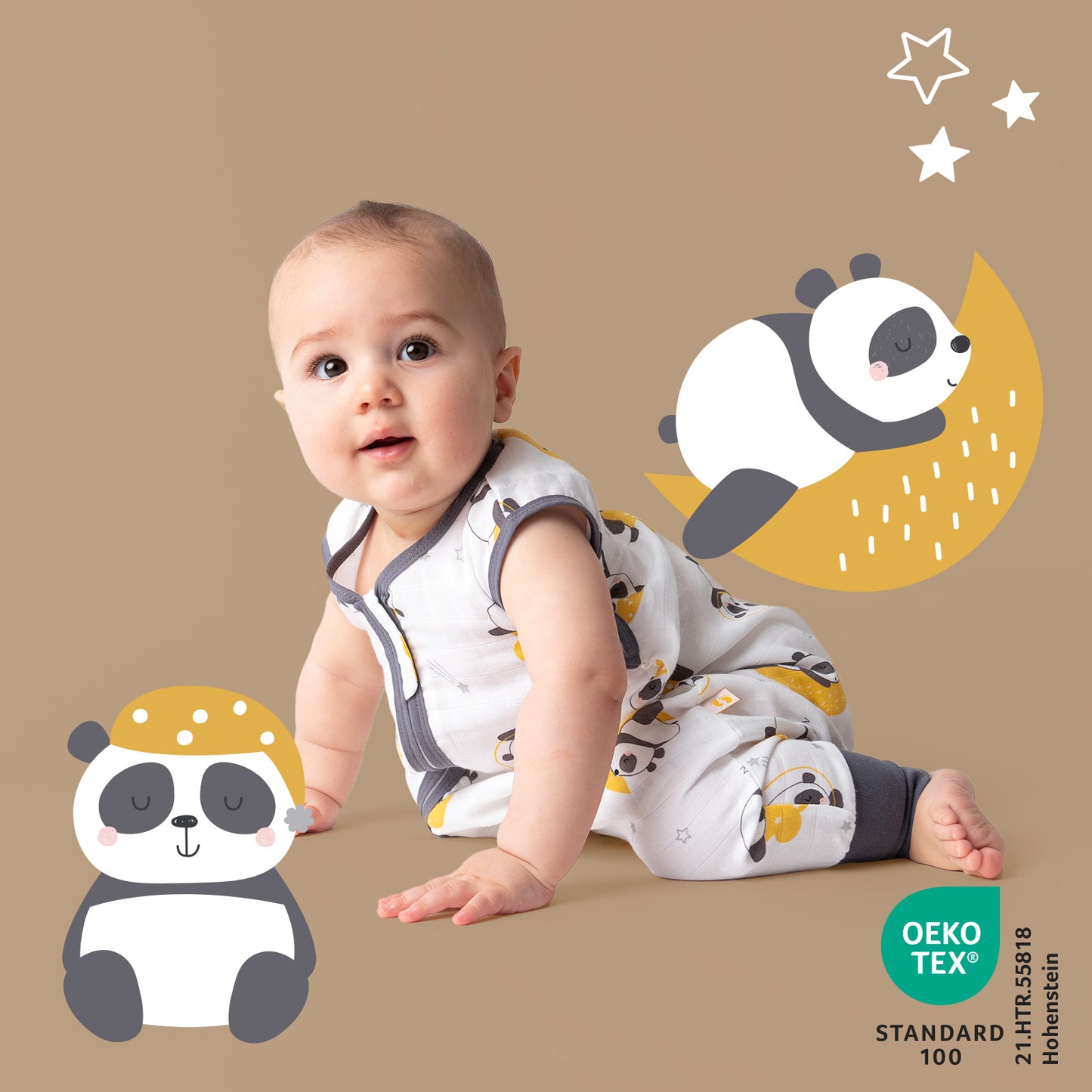 Muslin Sleeping Bag with Feet - 0.5 TOG_Panda_412_2