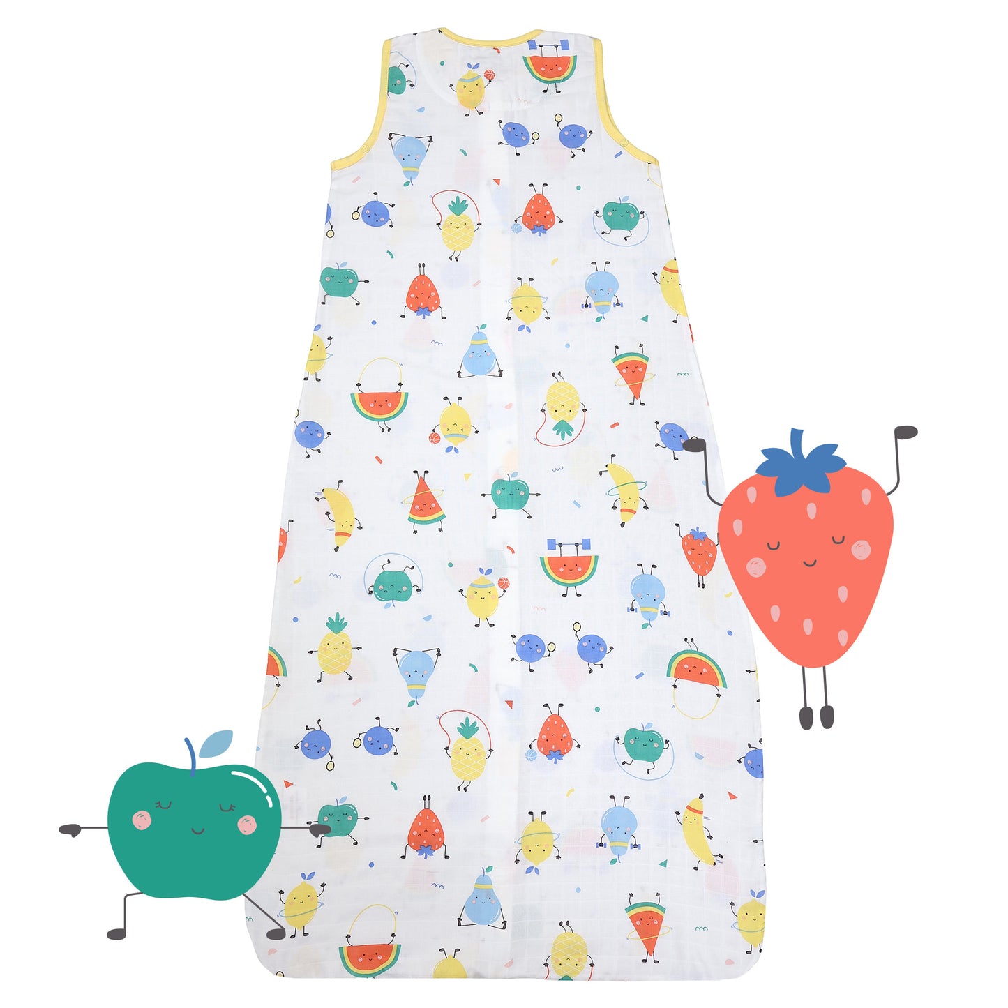Muslin Baby Sleeping Bag - 0.5 TOG_Sporty Fruit_back_415