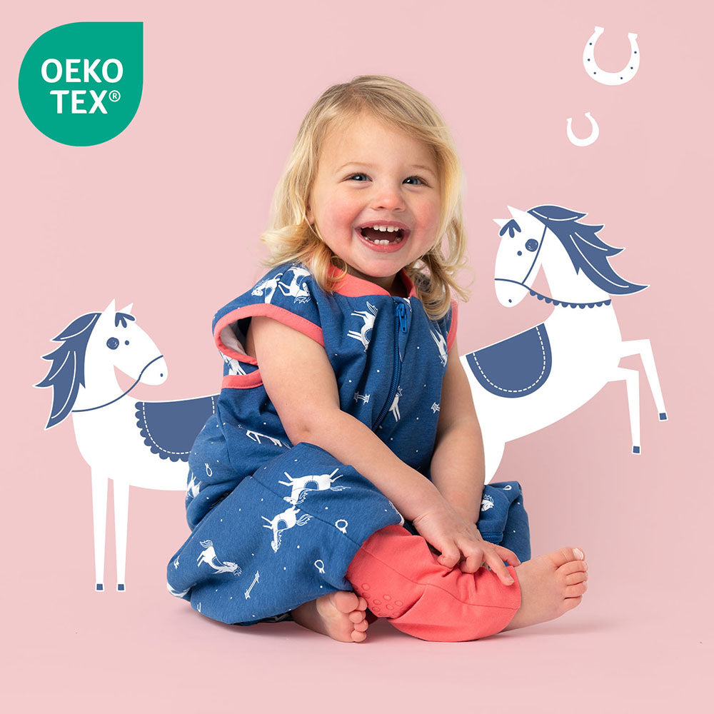 Sleeping Bag with Feet & Foldable Feet Covers - 1.0 TOG_Horses_OEKOTEX_418