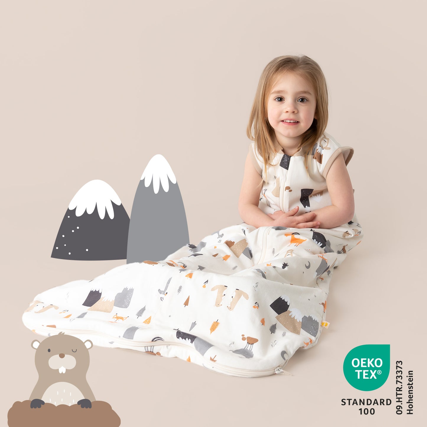Baby Sleeping Bag - 1.0 TOG_Mountain Animals_OEKOTEX_420