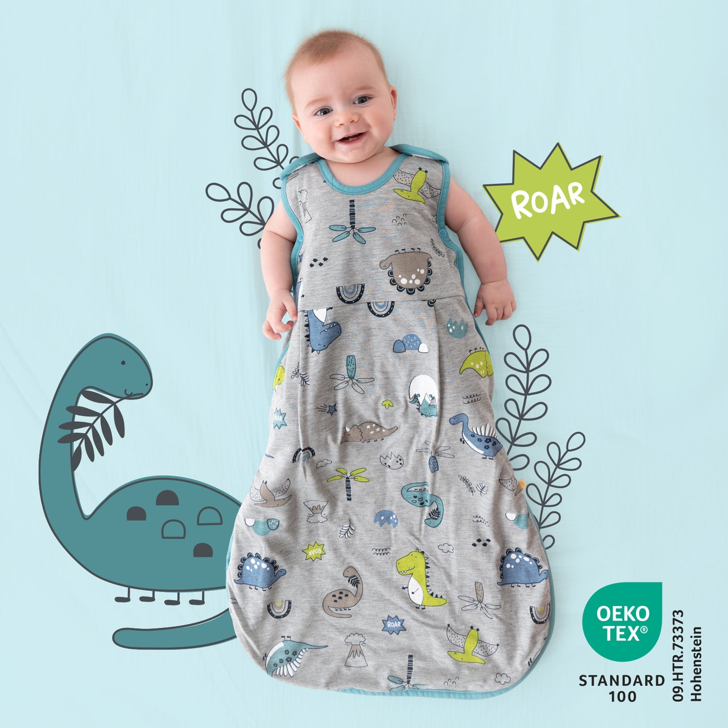 Baby Sleeping Bag - 1.0 TOG_Dinosaur_OEKOTEX_420