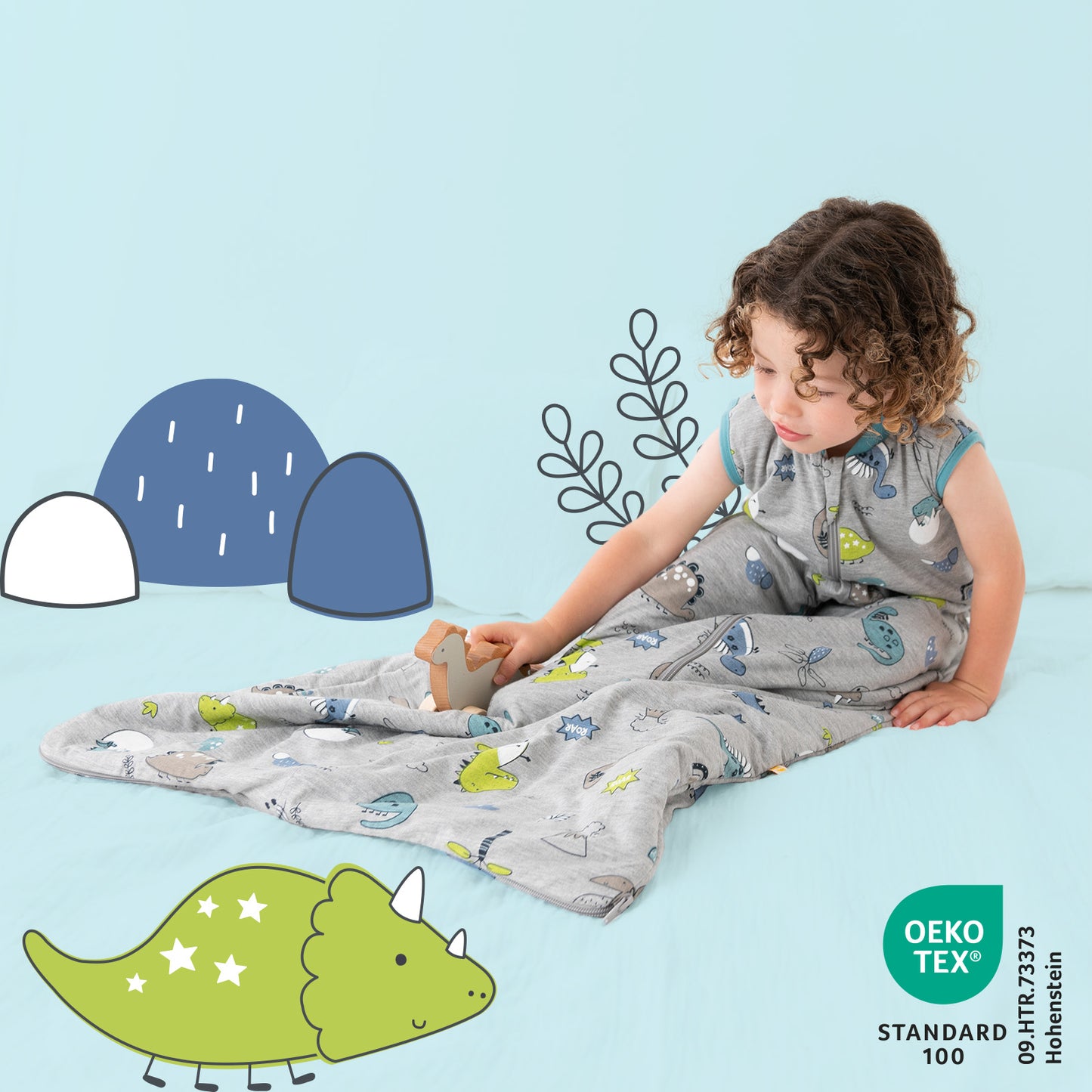 Baby Sleeping Bag - 1.0 TOG_Dinosaur_OEKOTEX_420
