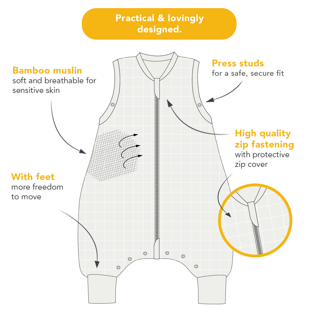 Muslin Sleeping Bag with Feet - 0.5 Tog_8_422
