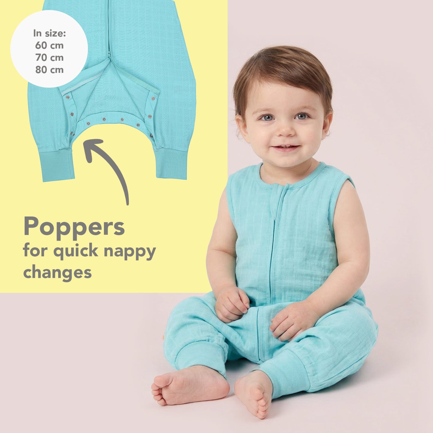 Muslin Sleeping Bag with Feet - 0.5 Tog_Aqua_3_422