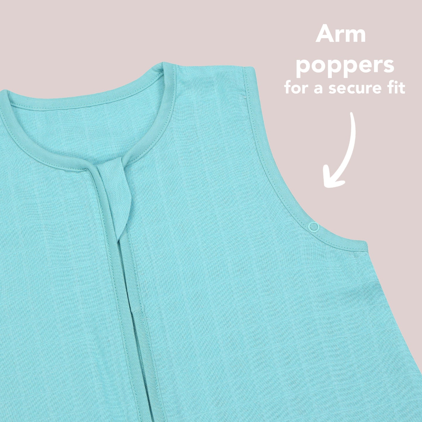 Plain Muslin Sleeping Bag - 0.5 Tog_Aqua_4_423