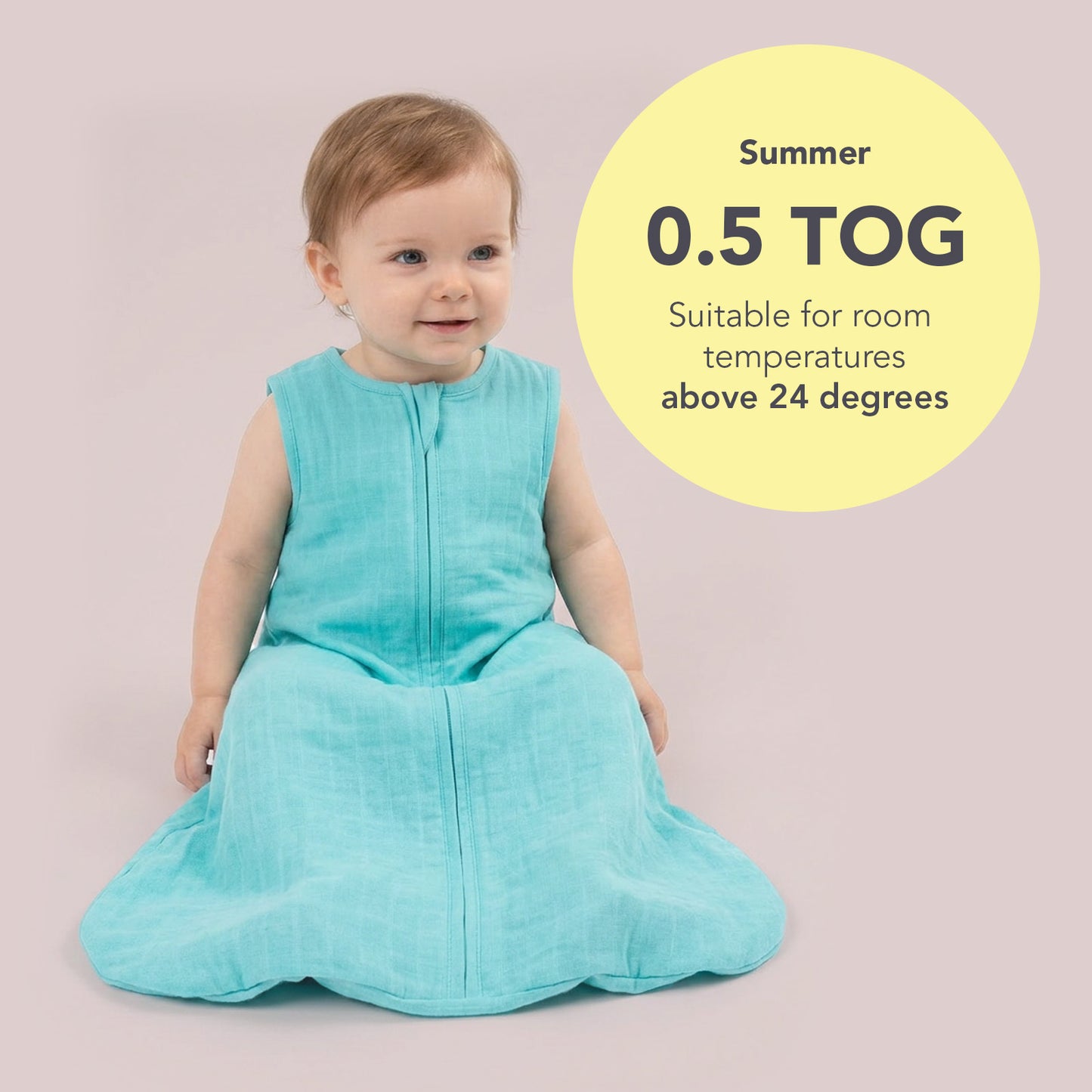 Plain Muslin Sleeping Bag - 0.5 Tog_Aqua_5_423
