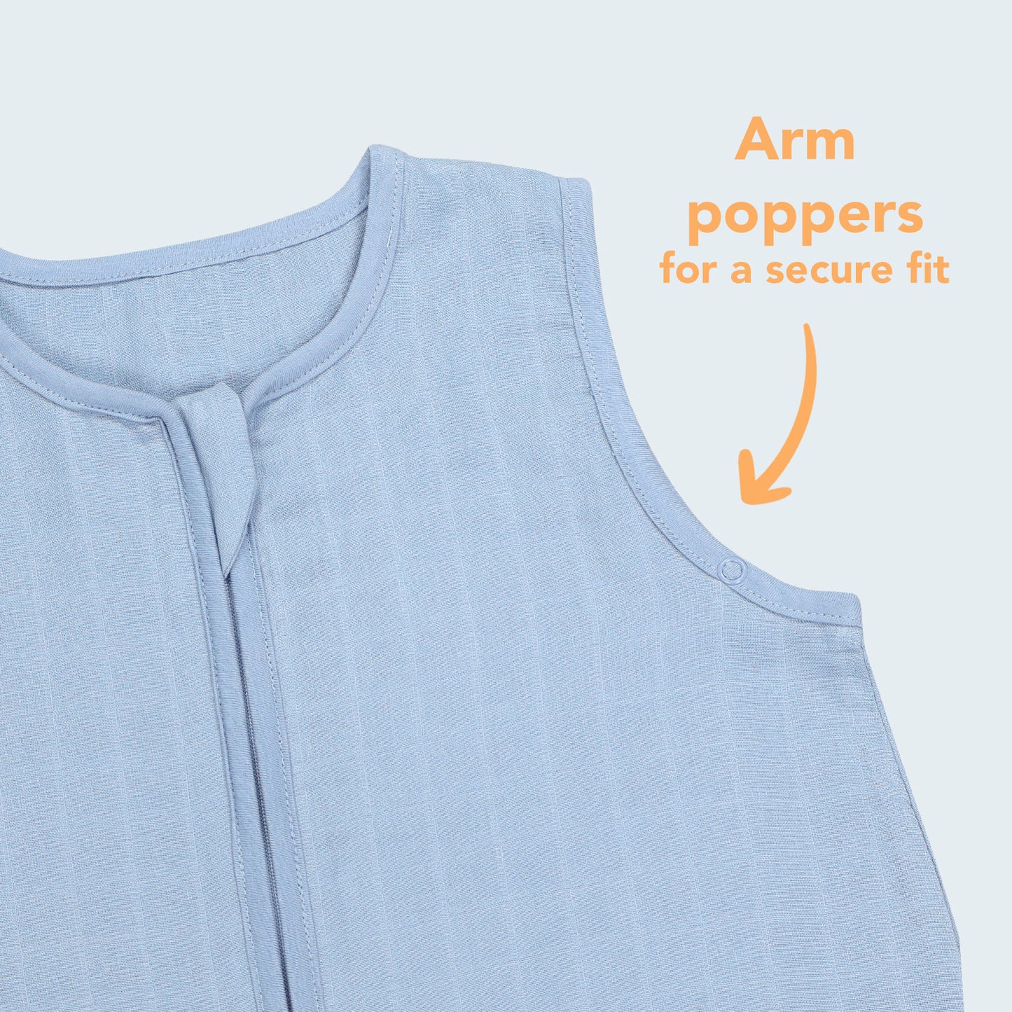 Plain Muslin Sleeping Bag - 0.5 Tog_Powder Blue_4_423