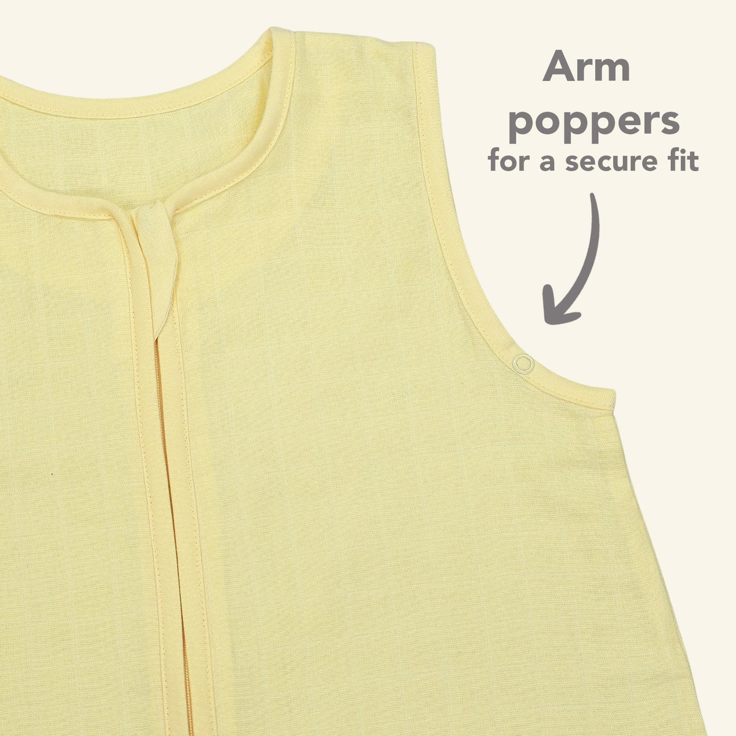 Plain Muslin Sleeping Bag - 0.5 Tog_Soft Yellow_4_423