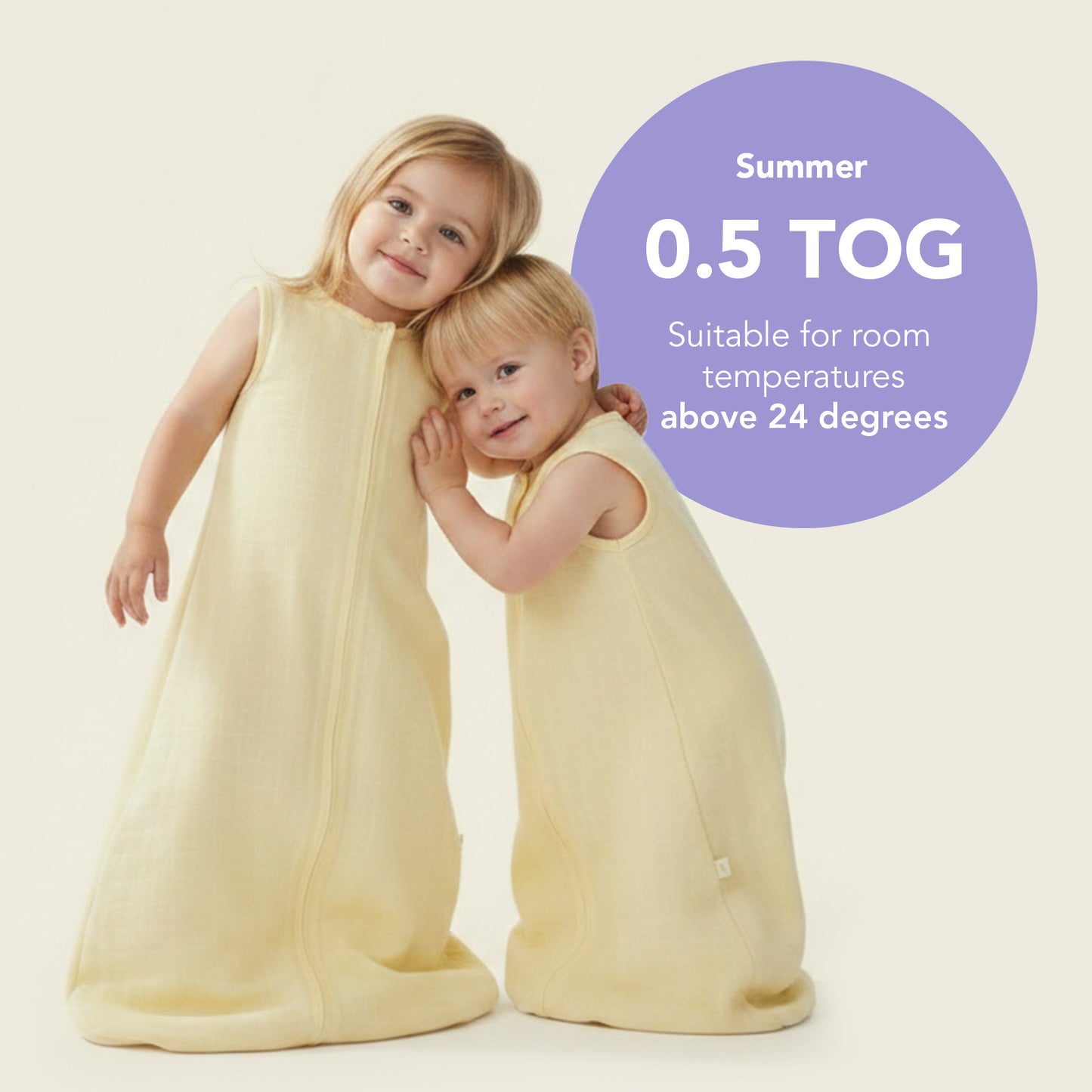 Plain Muslin Sleeping Bag - 0.5 Tog_Soft Yellow_5_423