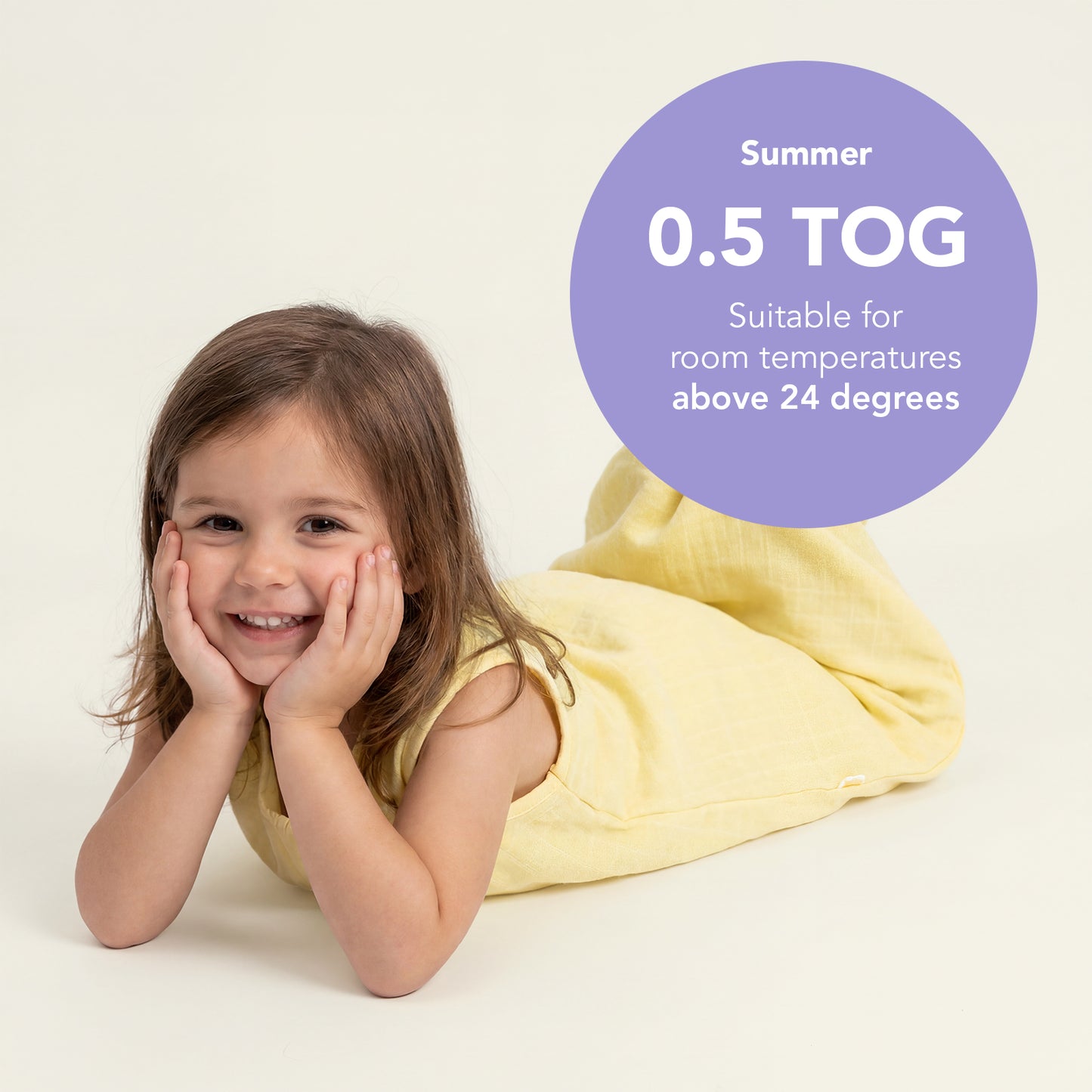 Plain Muslin Sleeping Bag - 0.5 Tog_Soft Yellow_5_423