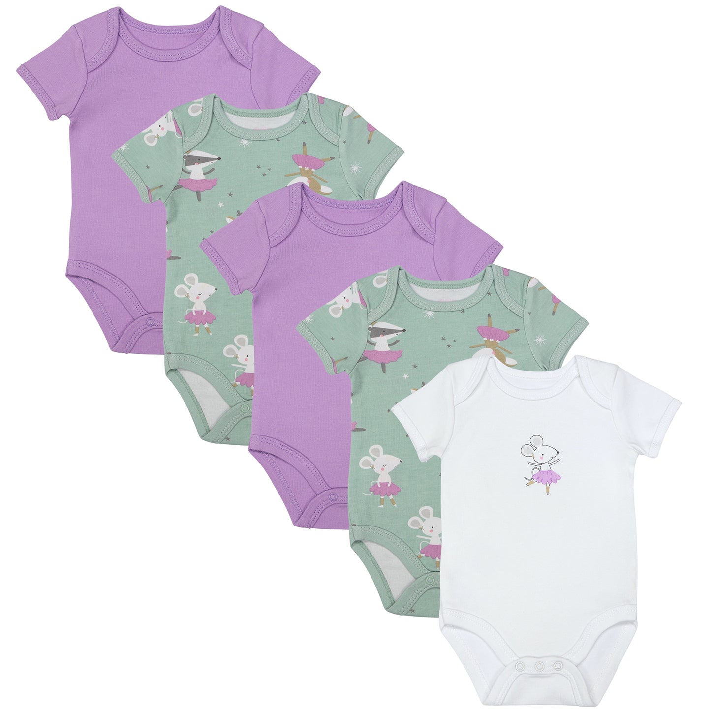 100% Organic Short Sleeve Baby Body - 5-pack_Ballerina_1_430