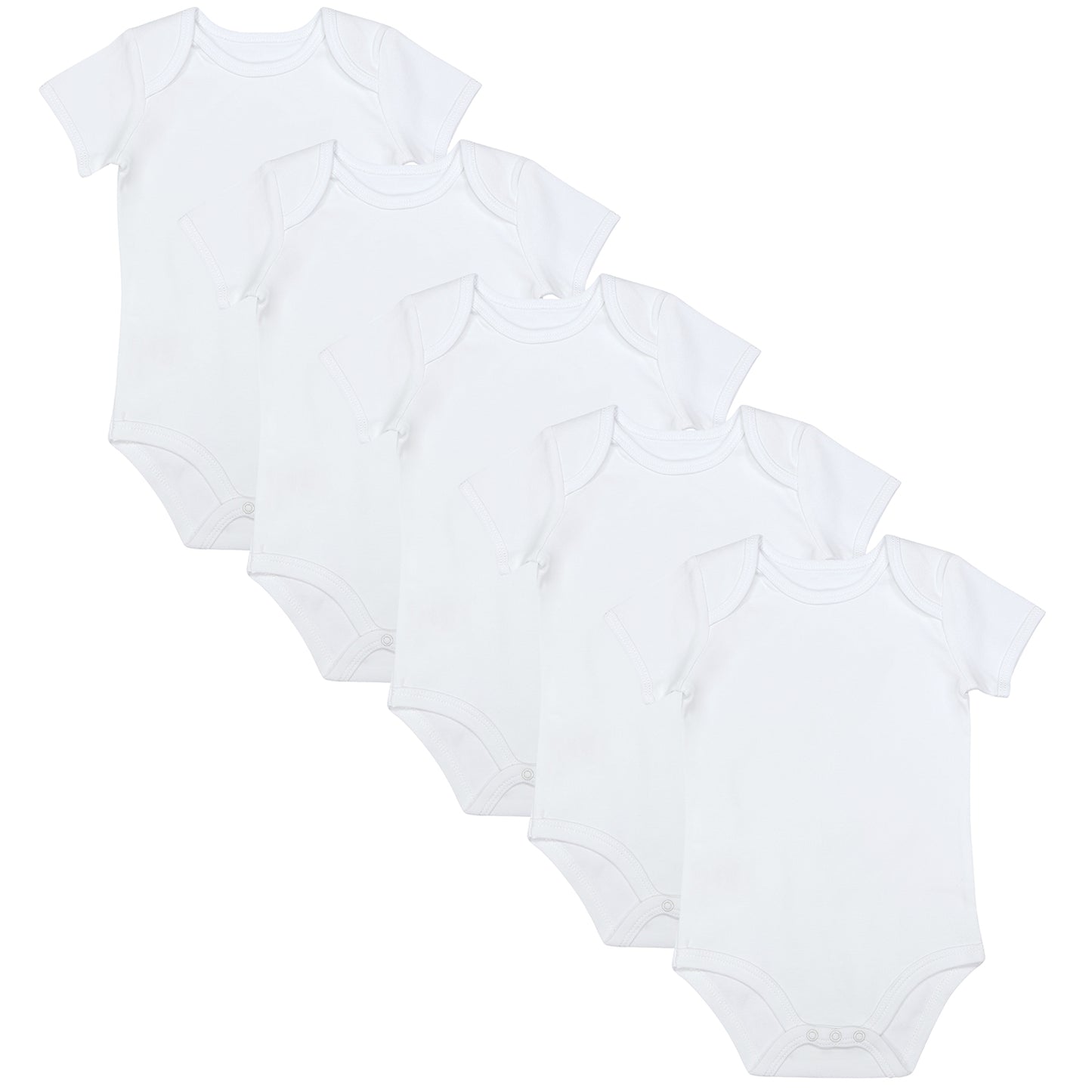 100% Organic Short Sleeve Baby Body - 5-pack_White_1_430
