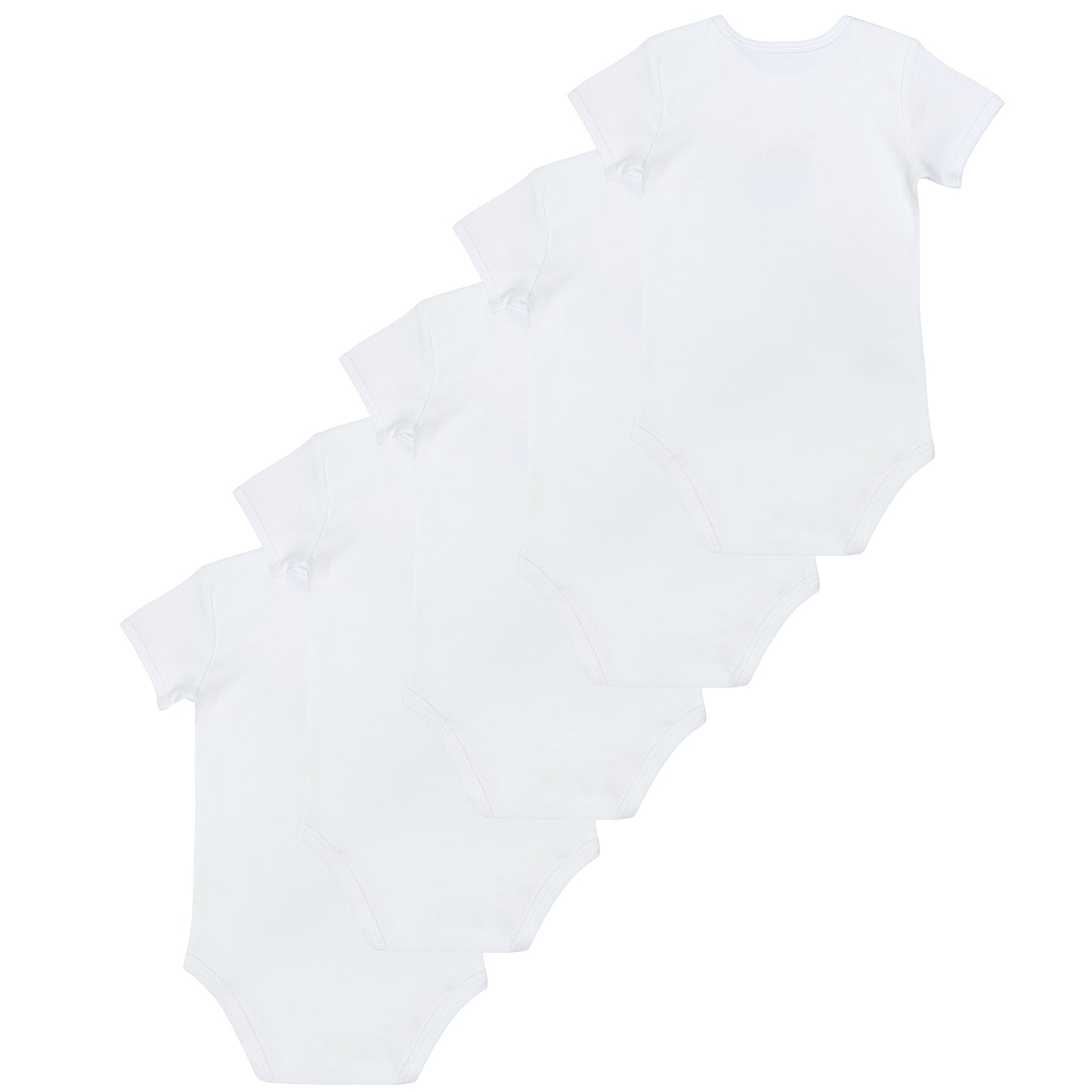 100% Organic Short Sleeve Baby Body - 5-pack_White_6_430