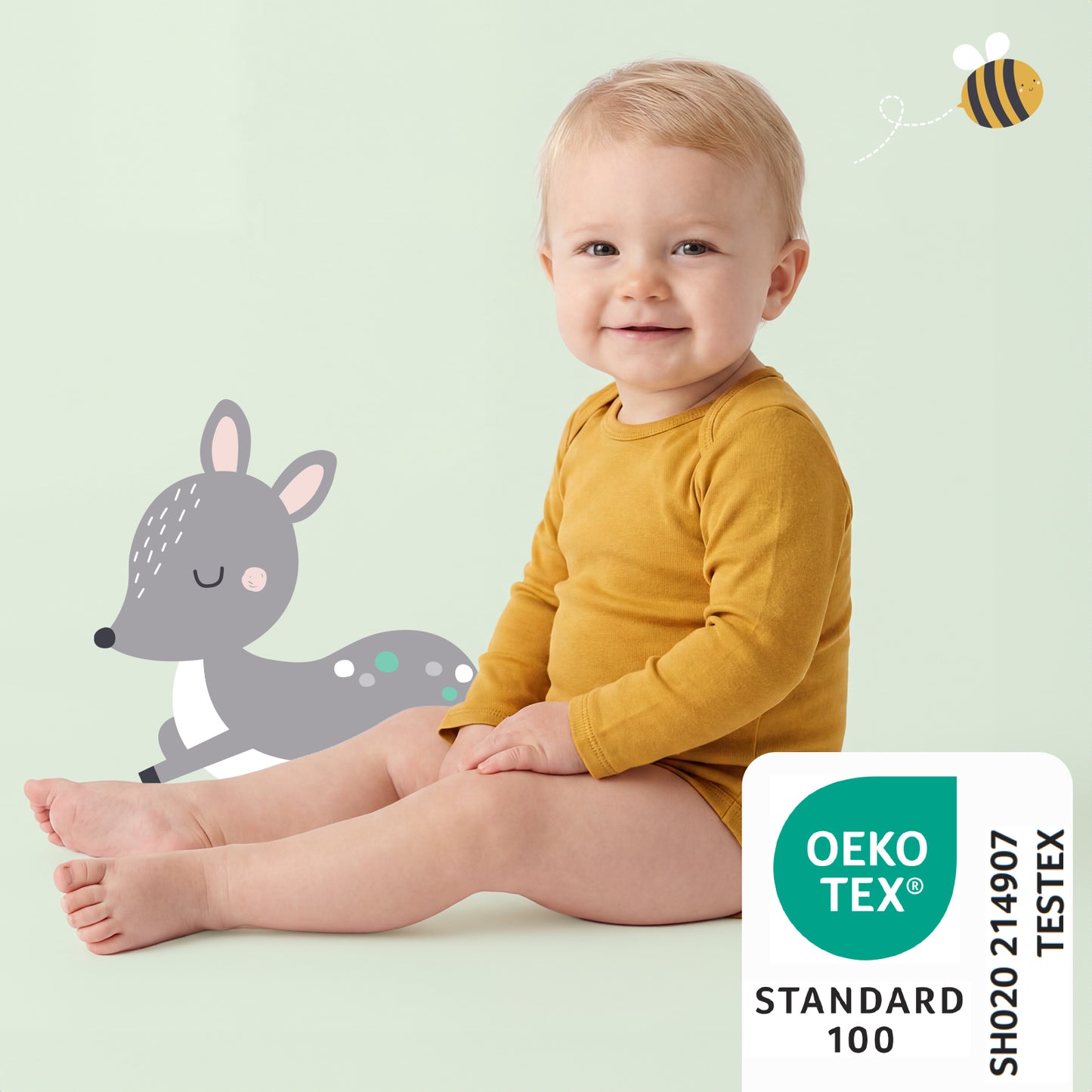 Organic Long Sleeve Baby Body - 3-pack_Woodland Animals_2_434