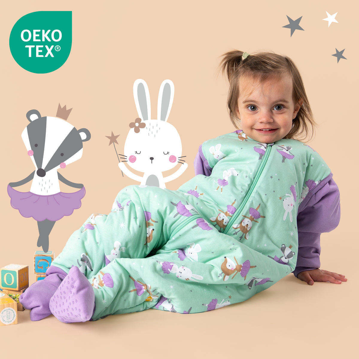 Sleeping Bag with Feet & Foldable Feet Covers - 2.5 TOG_Ballerina_OEKOTEX_461