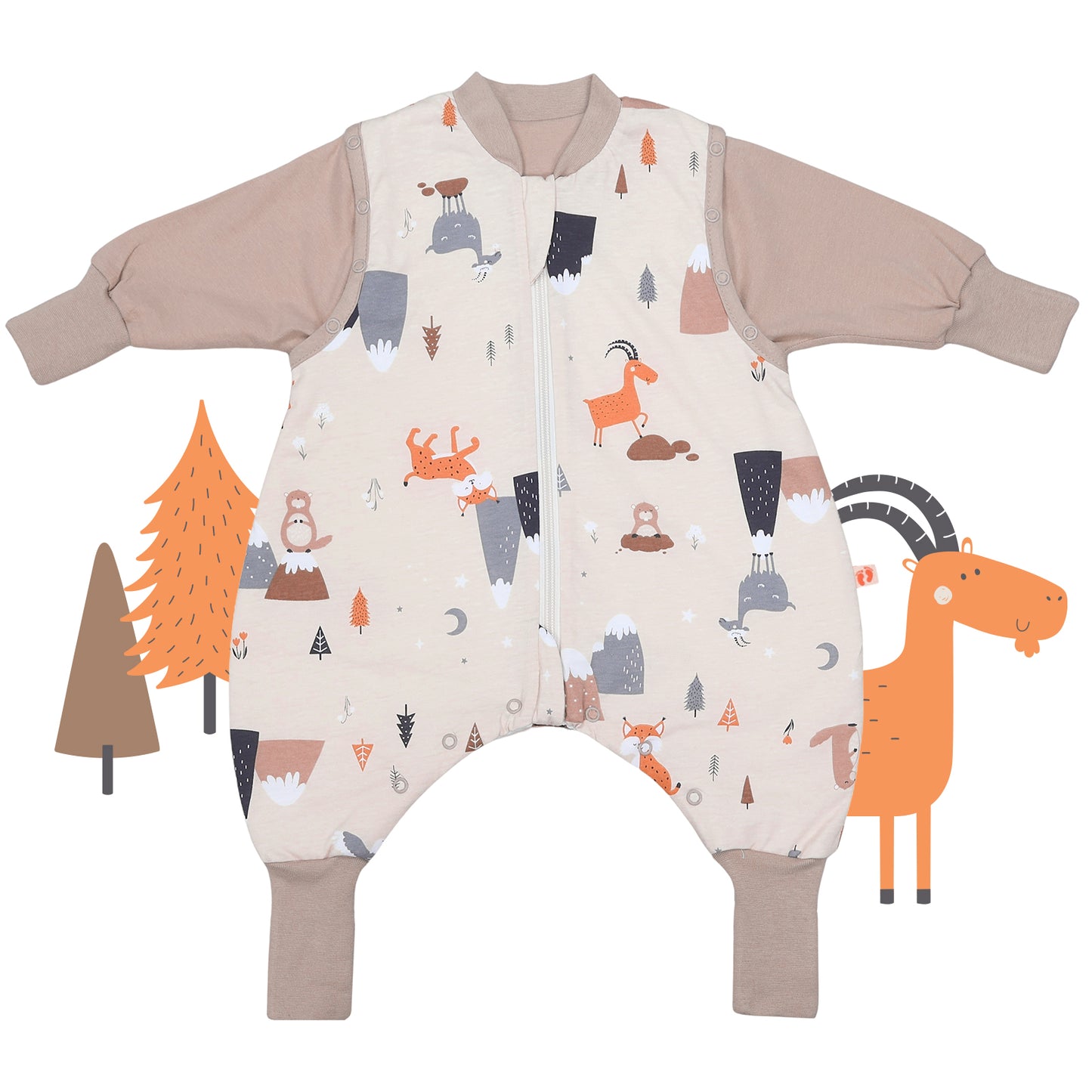 Sleeping Bag with Feet & Foldable Feet Covers - 2.5 TOG_Mountain Animals_front_461