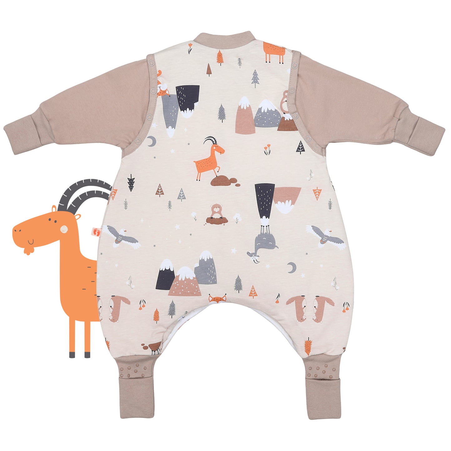Sleeping Bag with Feet & Foldable Feet Covers - 2.5 TOG_Mountain Animals_back_461