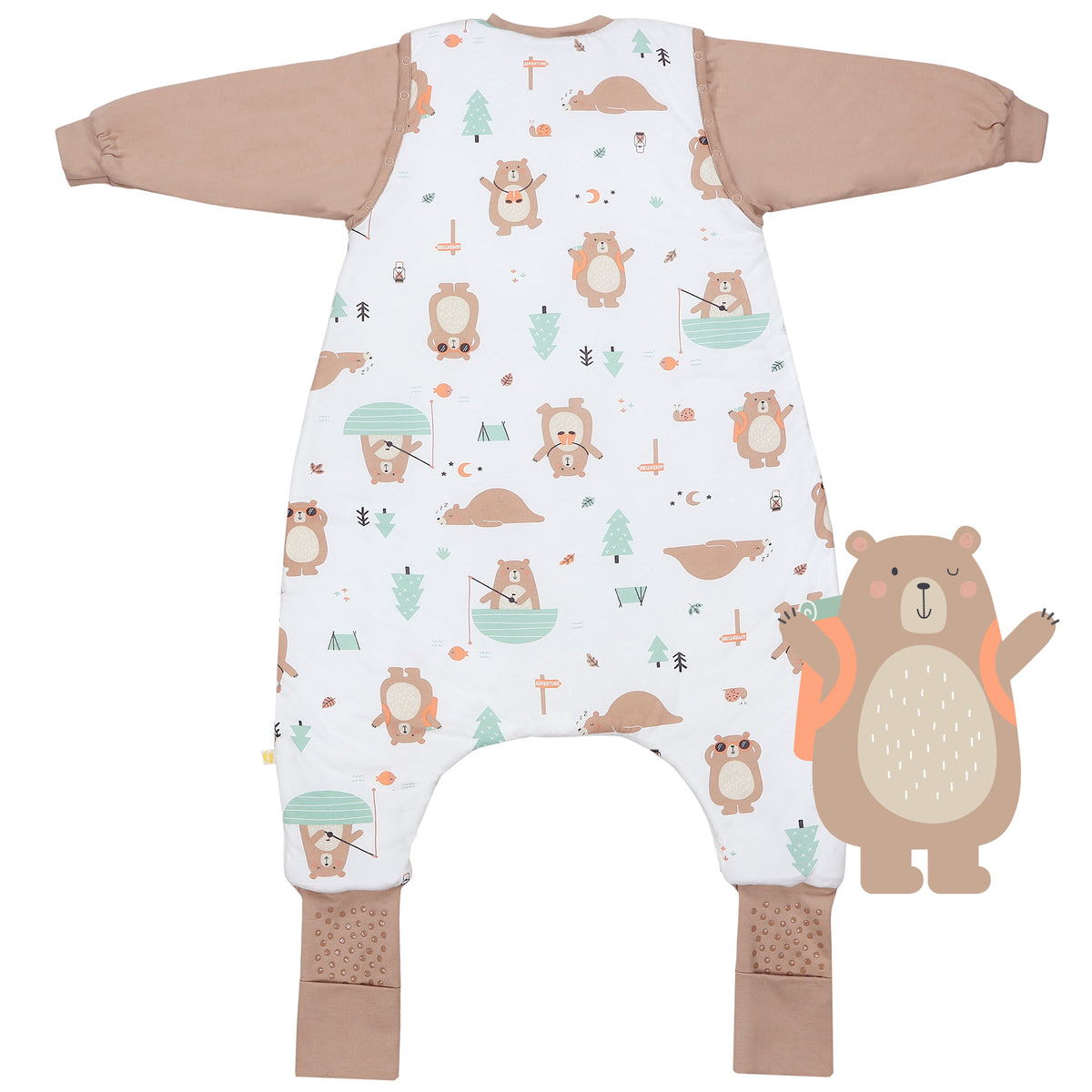 Sleeping Bag with Feet & Foldable Feet Covers - 2.5 TOG_Explorer Bear_back_461