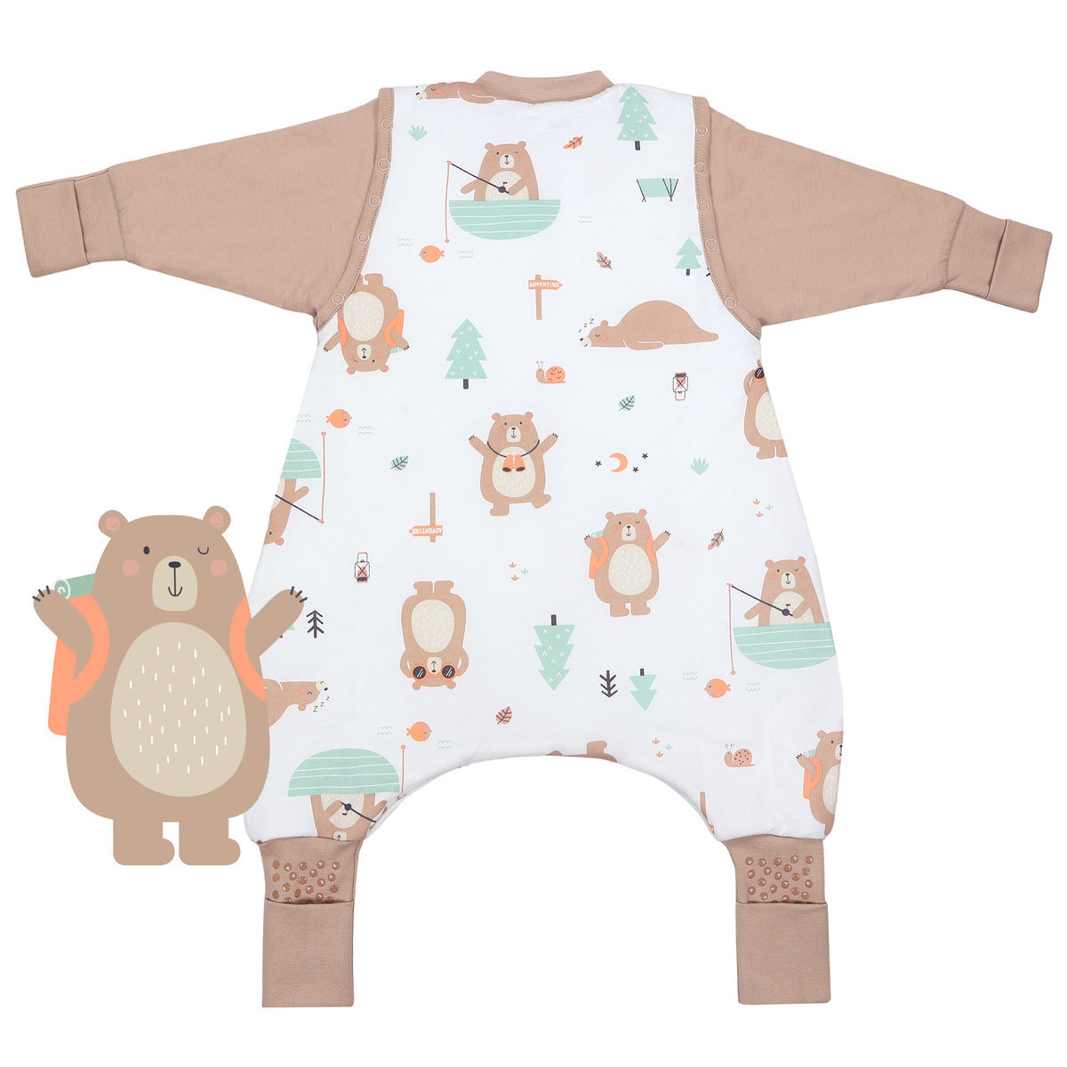 Sleeping Bag with Feet & Foldable Feet Covers - 2.5 TOG_Explorer Bear_back_461