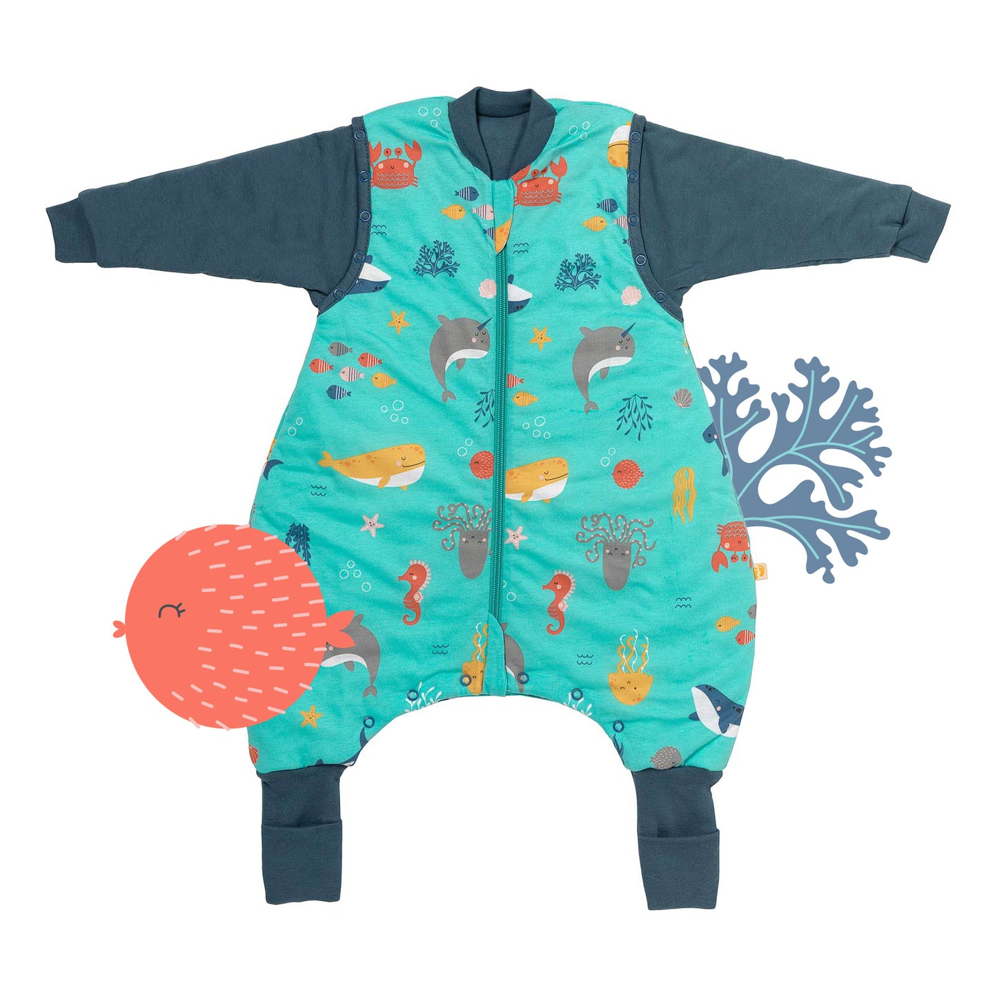 Sleeping Bag with Feet & Foldable Feet Covers - 2.5 TOG_Under the Sea_front_461