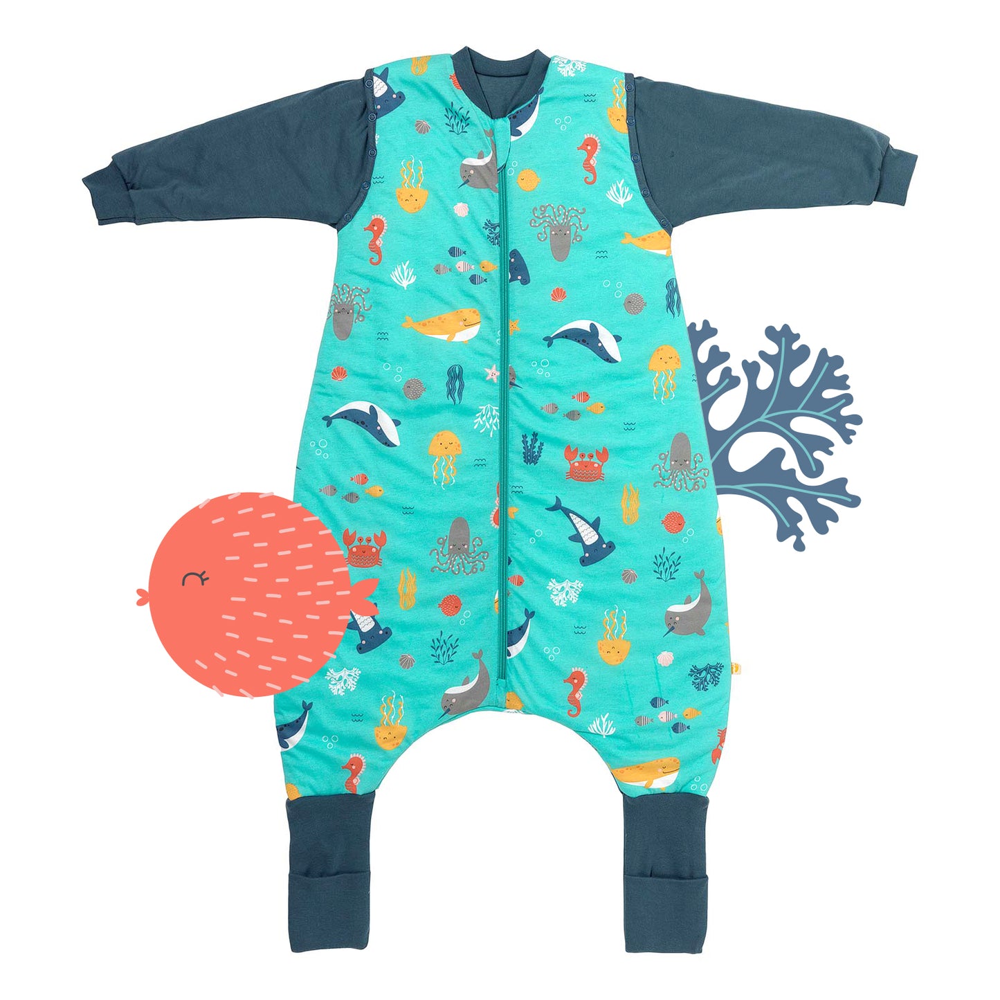 Sleeping Bag with Feet & Foldable Feet Covers - 2.5 TOG_Under the Sea_front_461