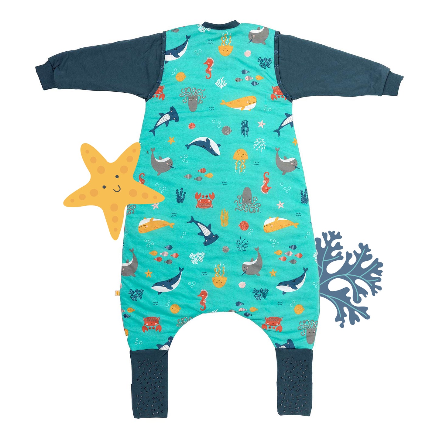 Sleeping Bag with Feet & Foldable Feet Covers - 2.5 TOG_Under the Sea_back_461
