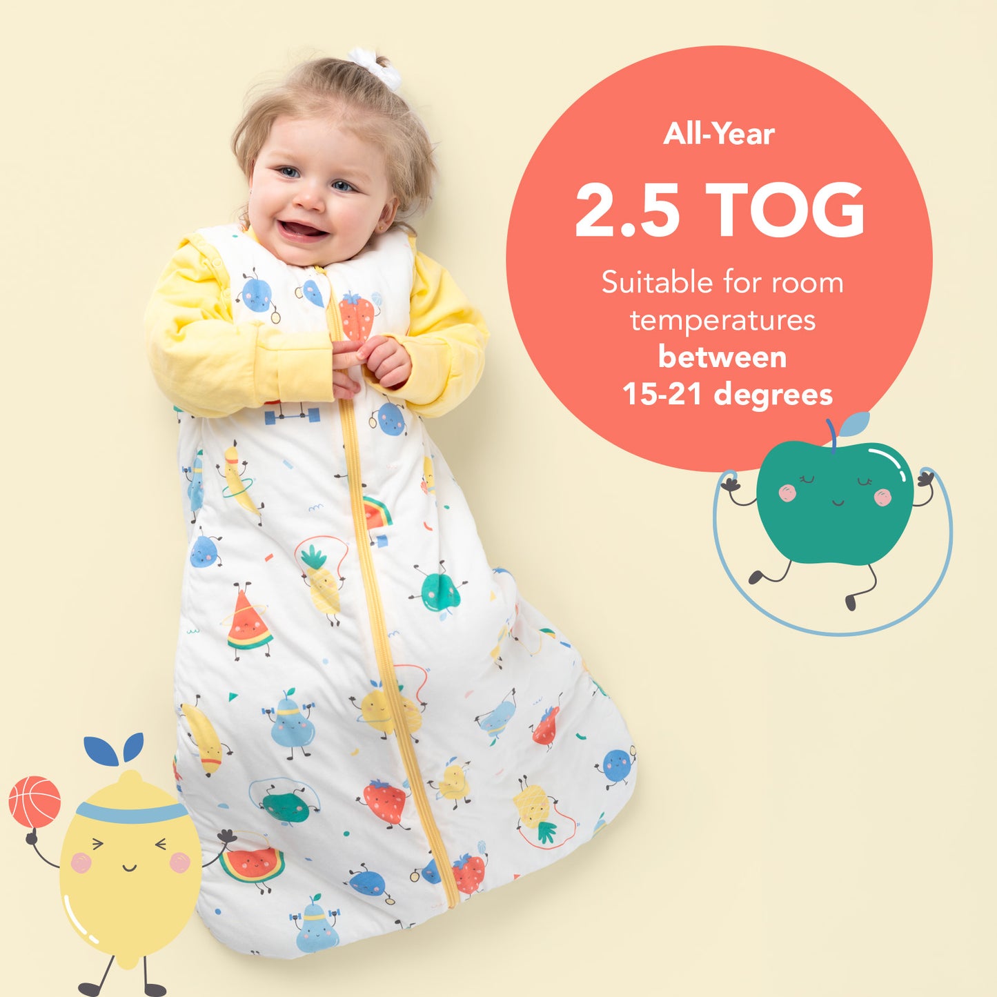 Sleeping Bag with Detachable Sleeves - 2.5 TOG_Sporty Fruit_TOG_465