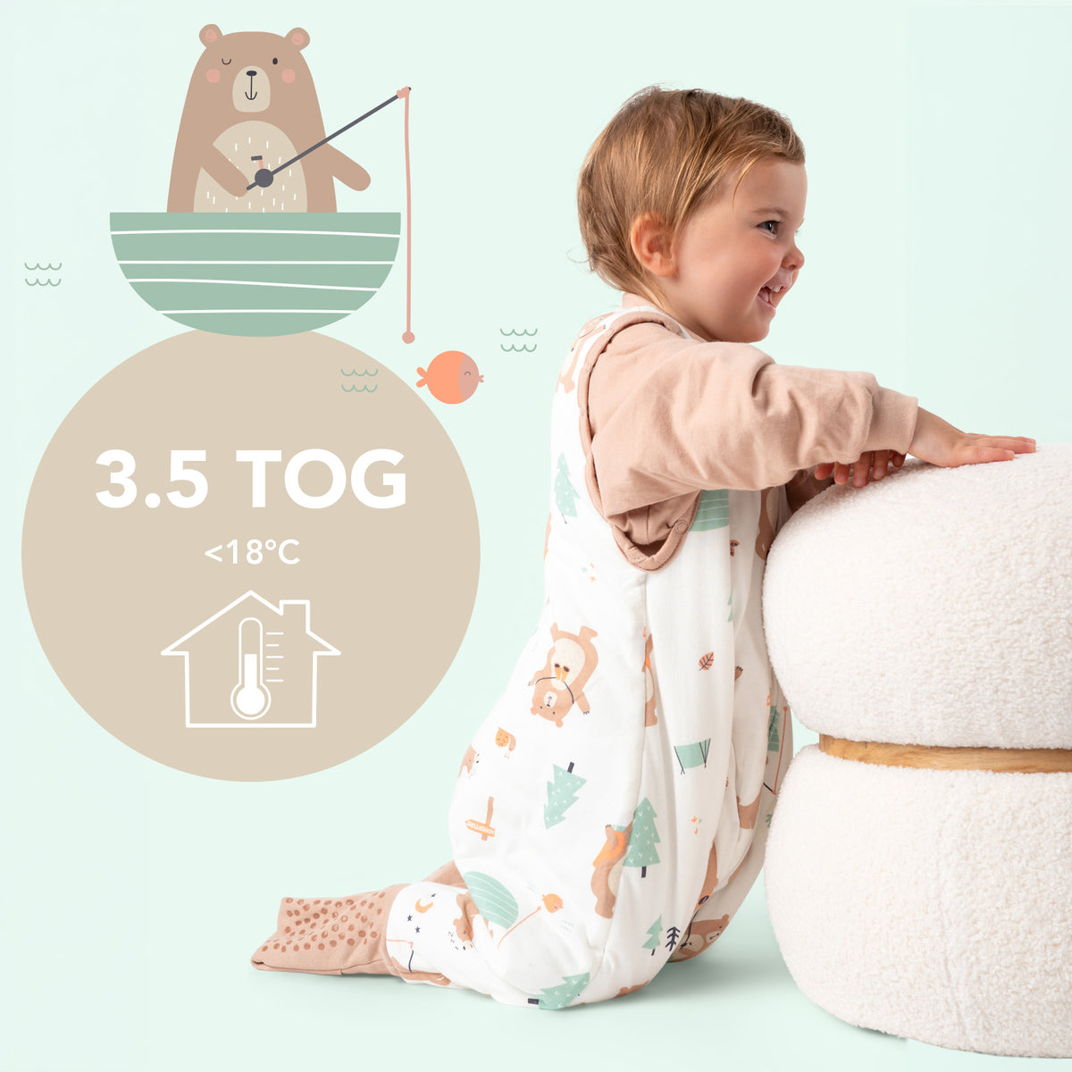 Sleeping Bag with Feet & Foldable Feet Covers - 3.5 TOG_Explorer Bear_TOG_468