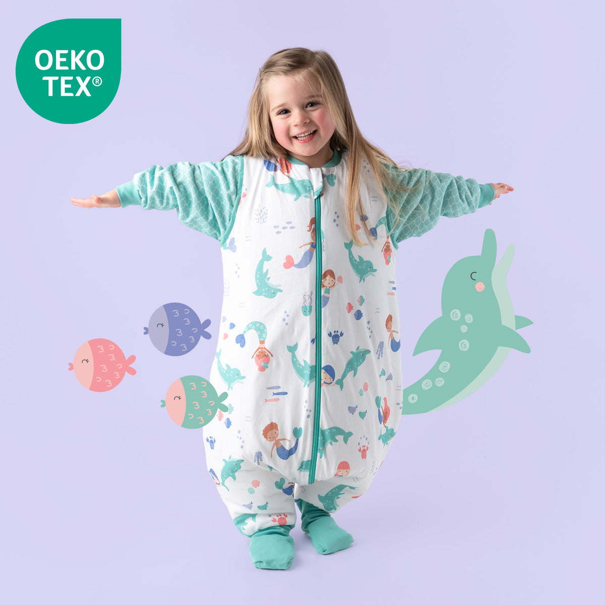 Sleeping Bag with Feet & Foldable Feet Covers - 3.5 TOG_Mermaid_OEKOTEX_468