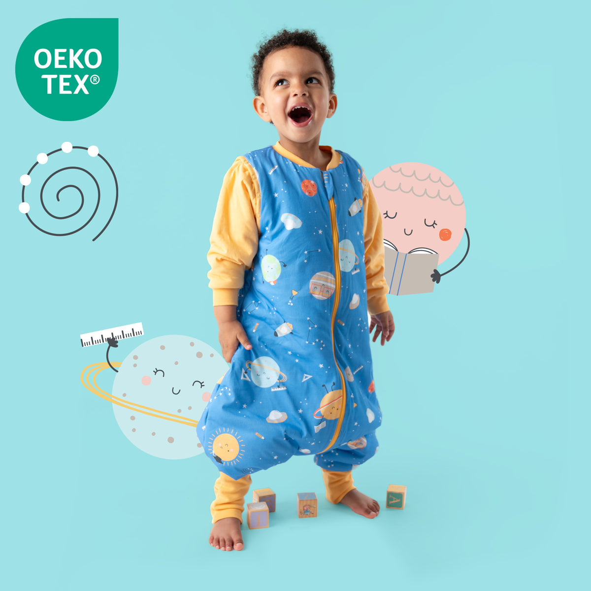 Sleeping Bag with Feet & Foldable Feet Covers - 3.5 TOG_Space_OEKOTEX_468