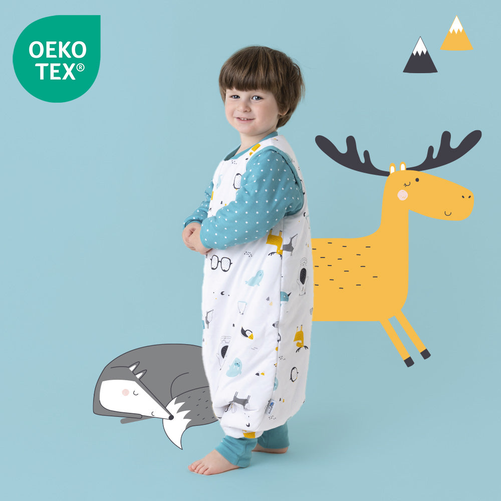 Organic Sleeping Bag with Feet & Foldable Feet Covers - 3.5 TOG_Polar Pals_OEKOTEX_469