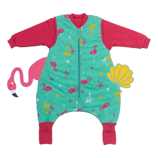 Organic Sleeping Bag with Feet & Foldable Feet Covers - 3.5 TOG_Flamingo_front_469