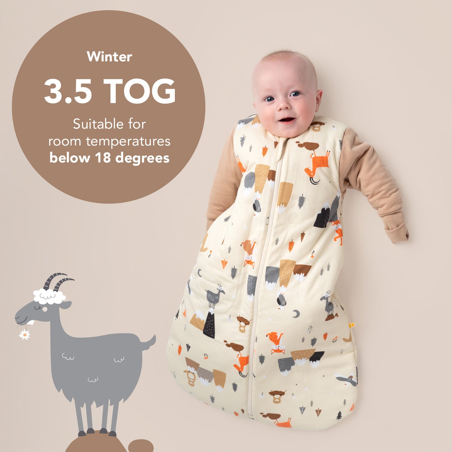 Long Sleeve Baby Sleeping Bag - 3.5 TOG