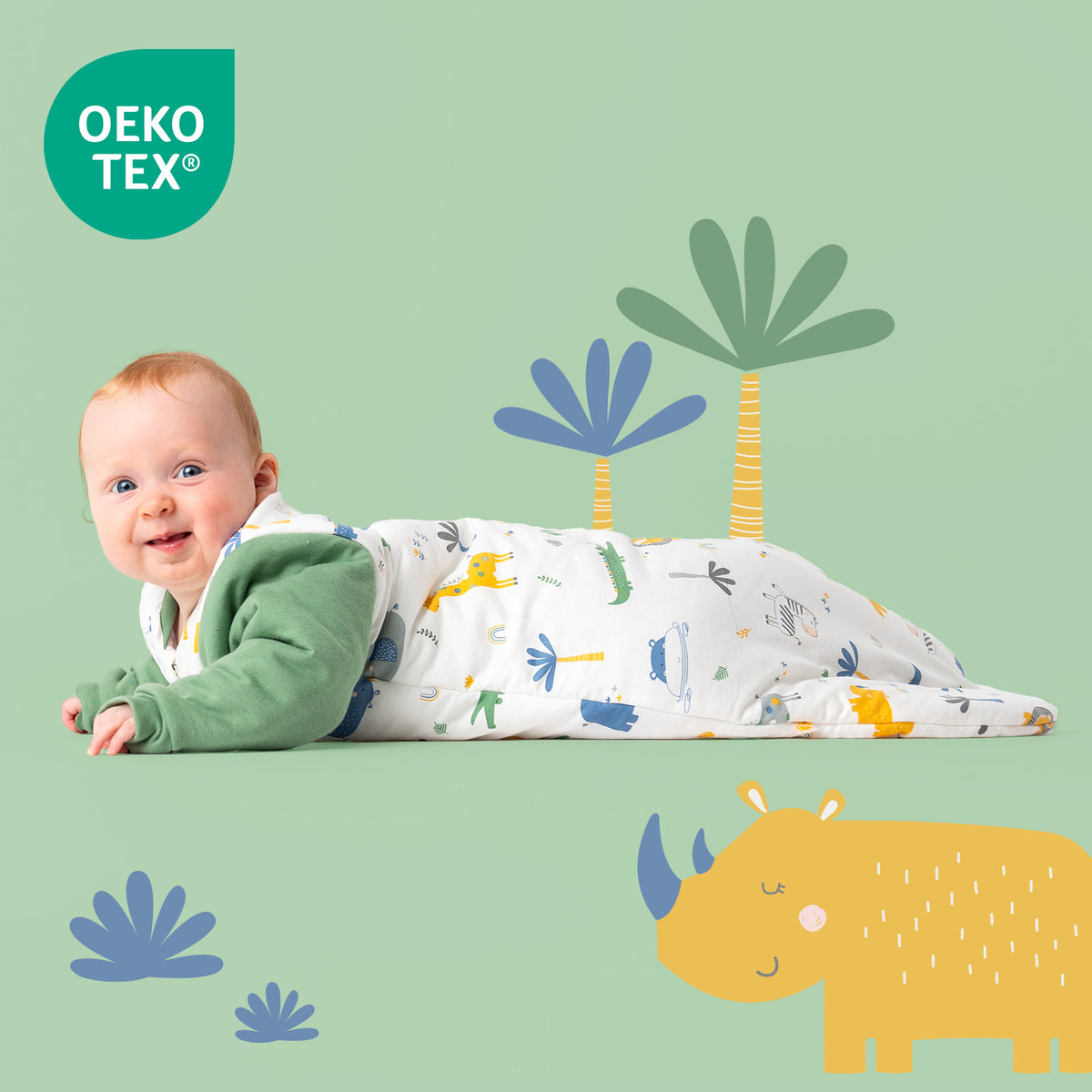 Long Sleeve Baby Sleeping Bag - 3.5 TOG_Jungle_OEKOTEX_471