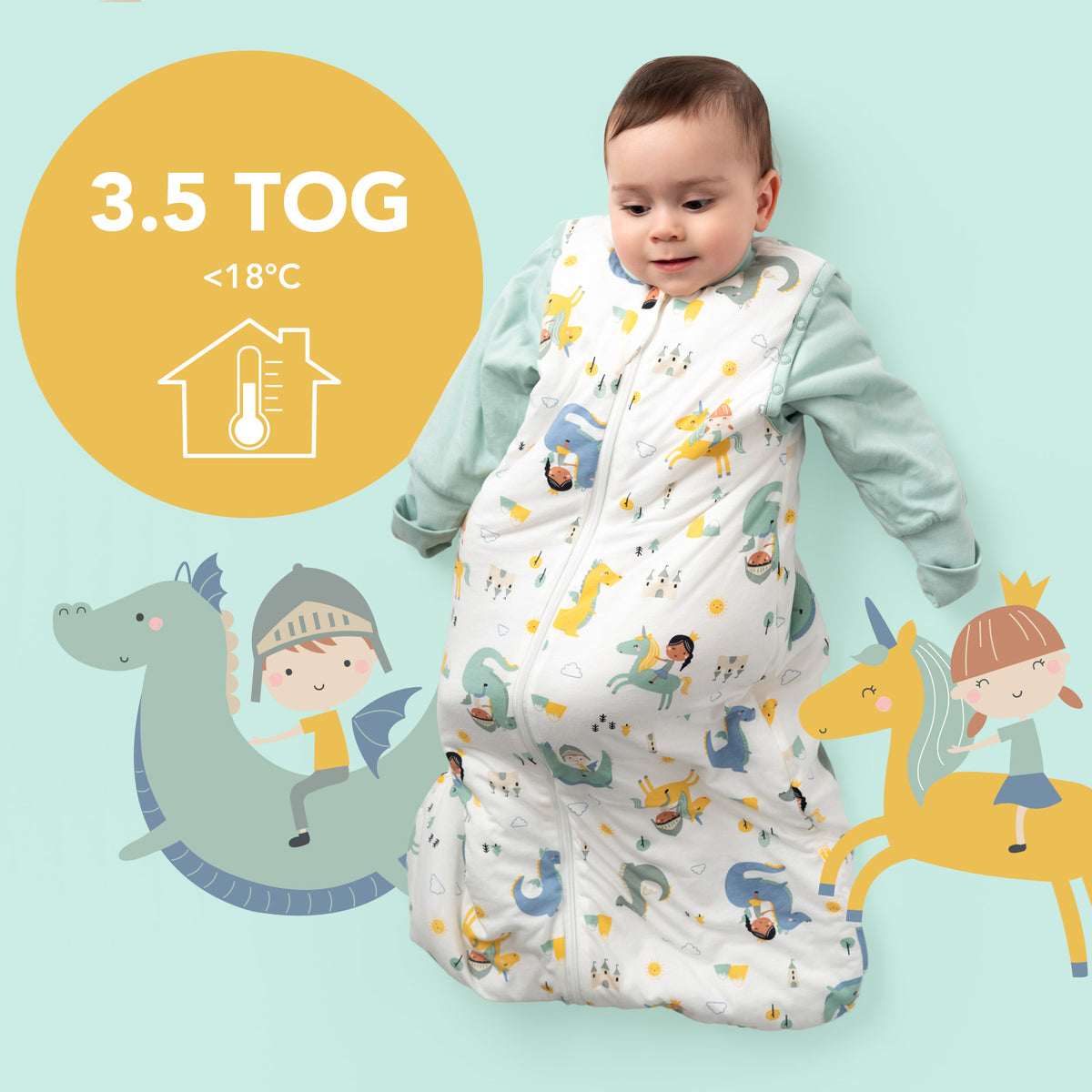 Long Sleeve Baby Sleeping Bag - 3.5 TOG_Fantasia_TOG_471
