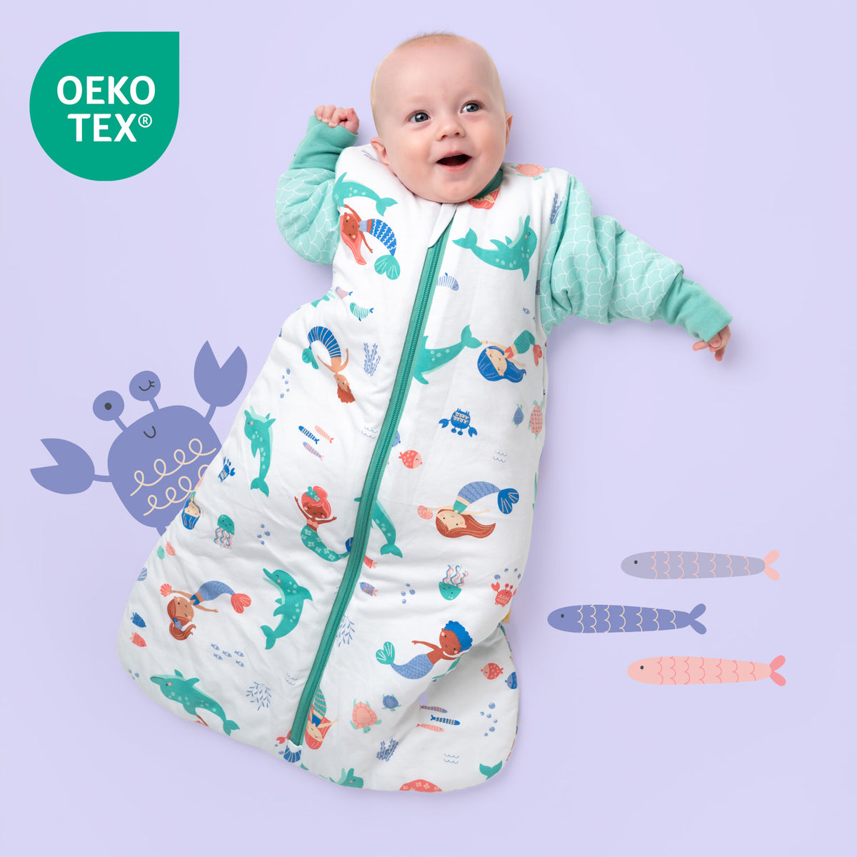 Long Sleeve Baby Sleeping Bag - 3.5 TOG_Mermaid_OEKOTEX_471