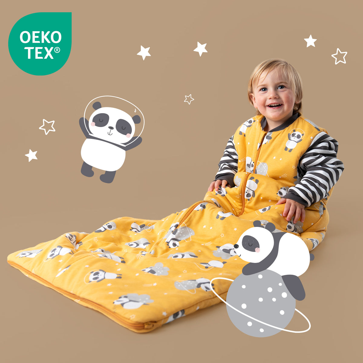 Long Sleeve Baby Sleeping Bag - 3.5 TOG_Panda_OEKOTEX_471