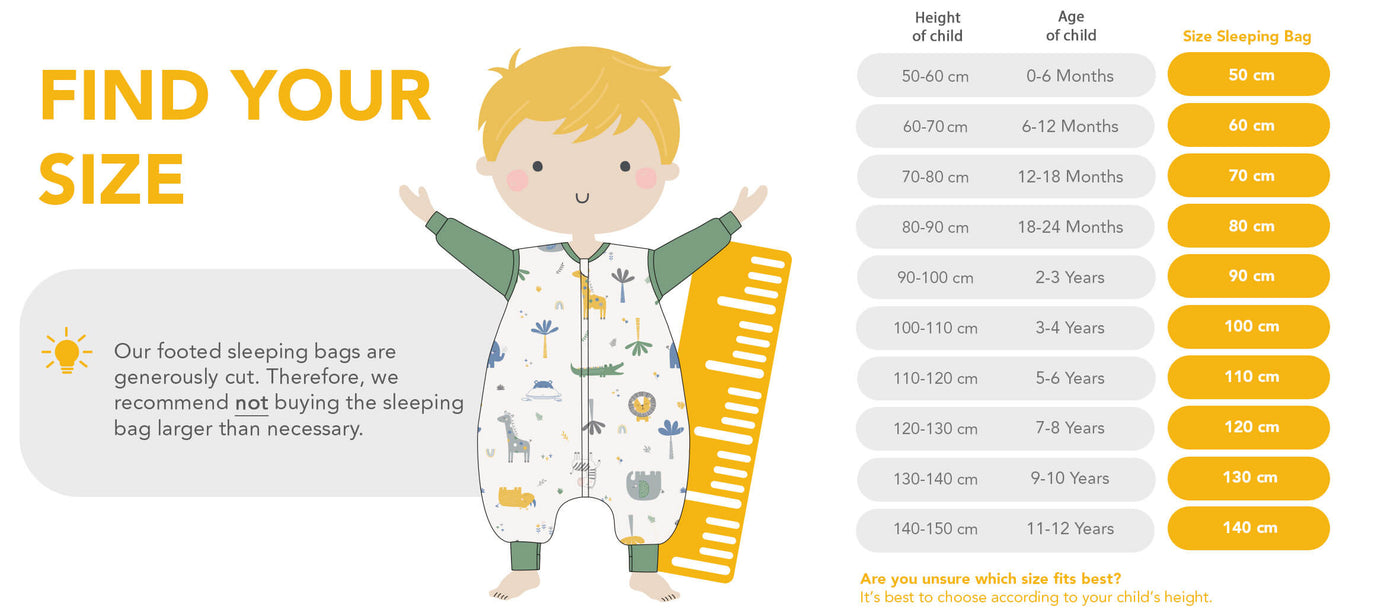 Size Calculator for Footed Sleeping Bags