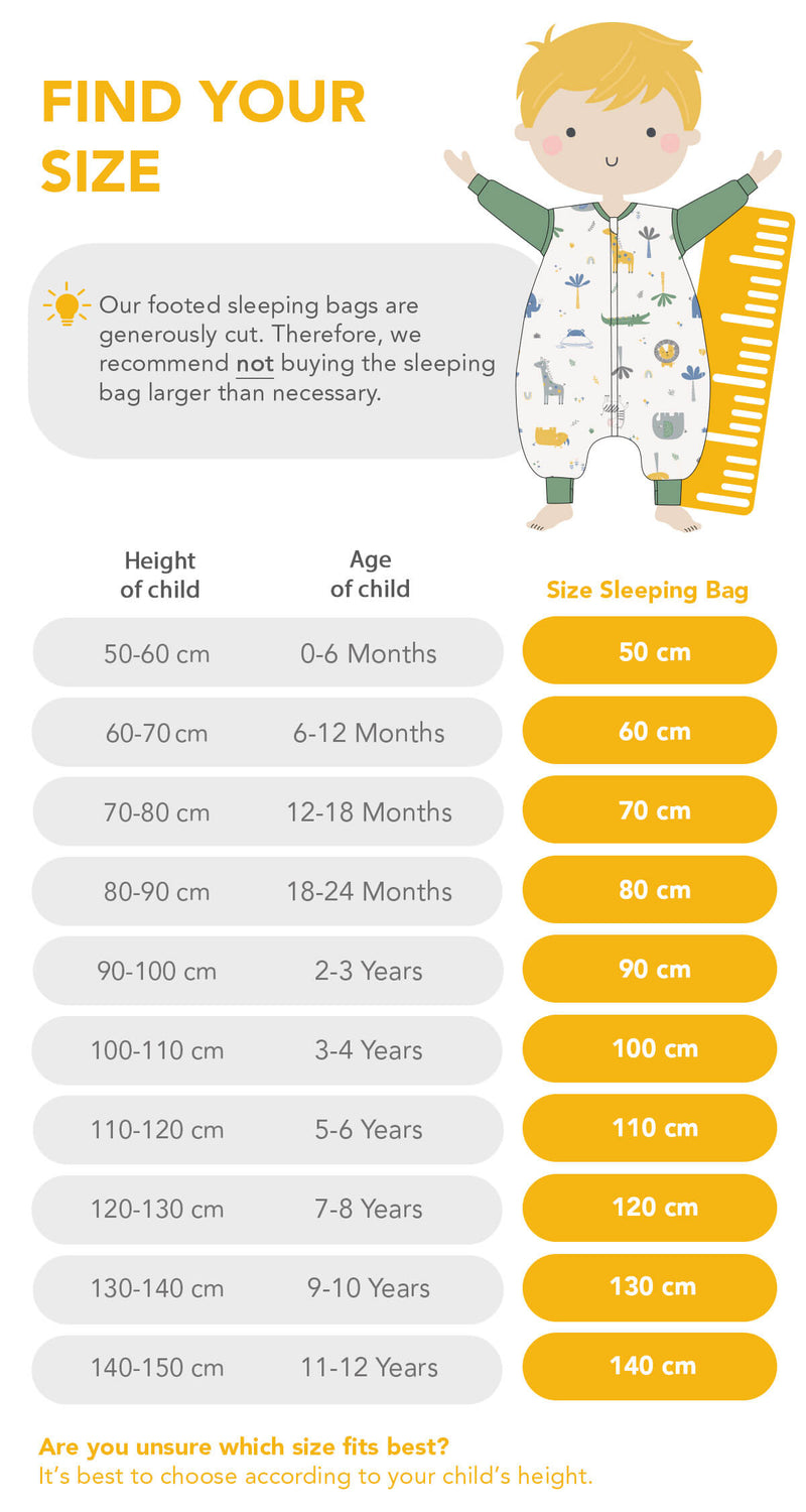 Size Calculator for Footed Sleeping Bags