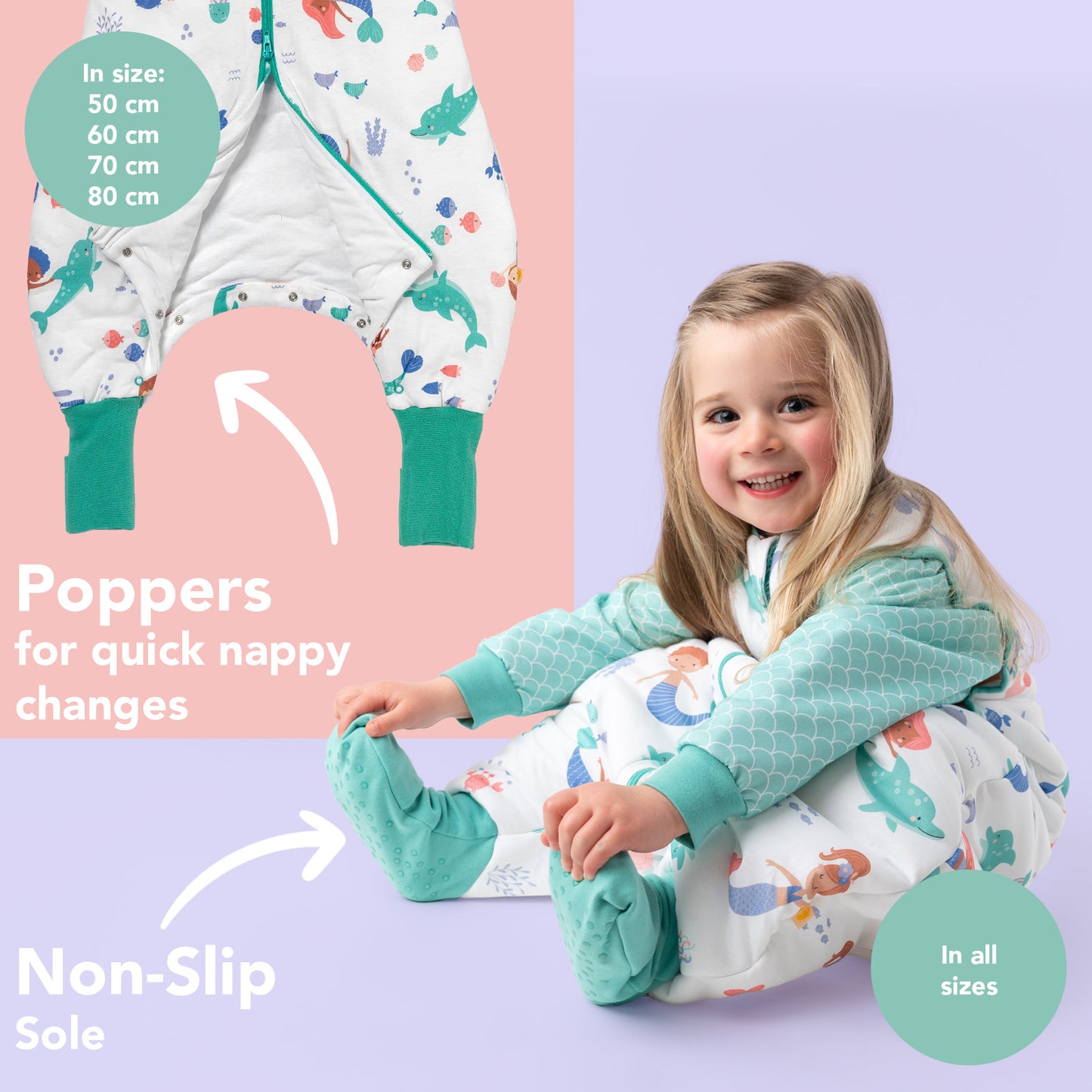 Sleeping Bag with Feet & Foldable Feet Covers - 3.5 TOG