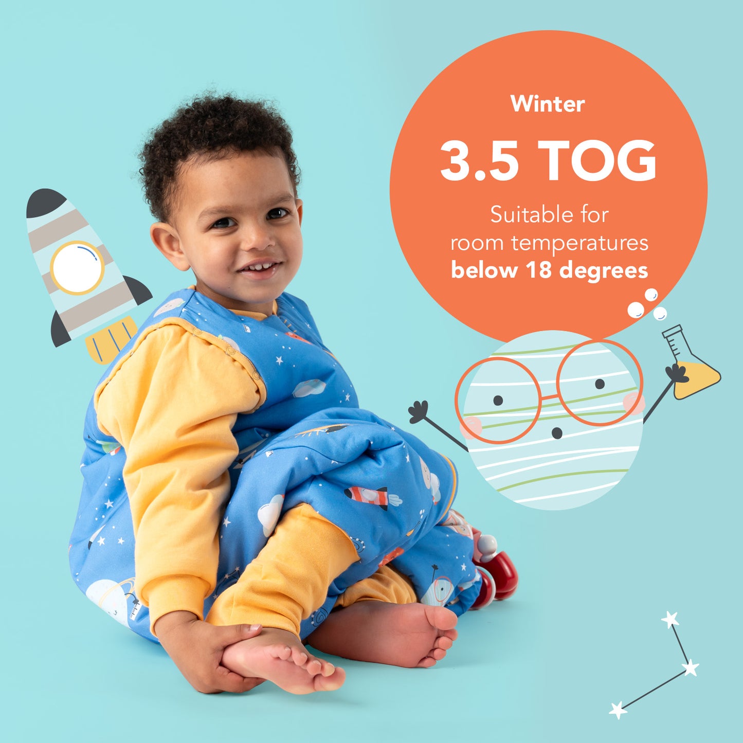 Sleeping Bag with Feet & Foldable Feet Covers - 3.5 TOG