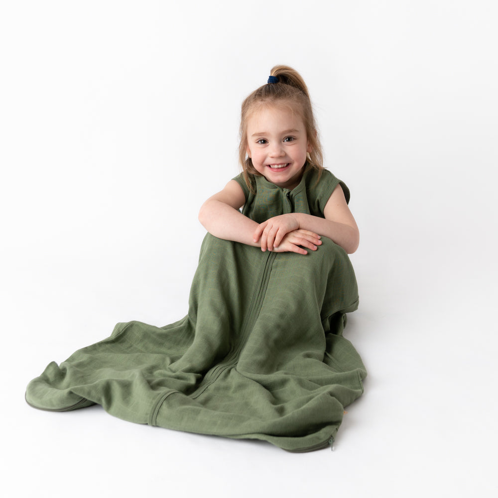 Plain Muslin Sleeping Bag - 0.5 Tog_Olive_6_423