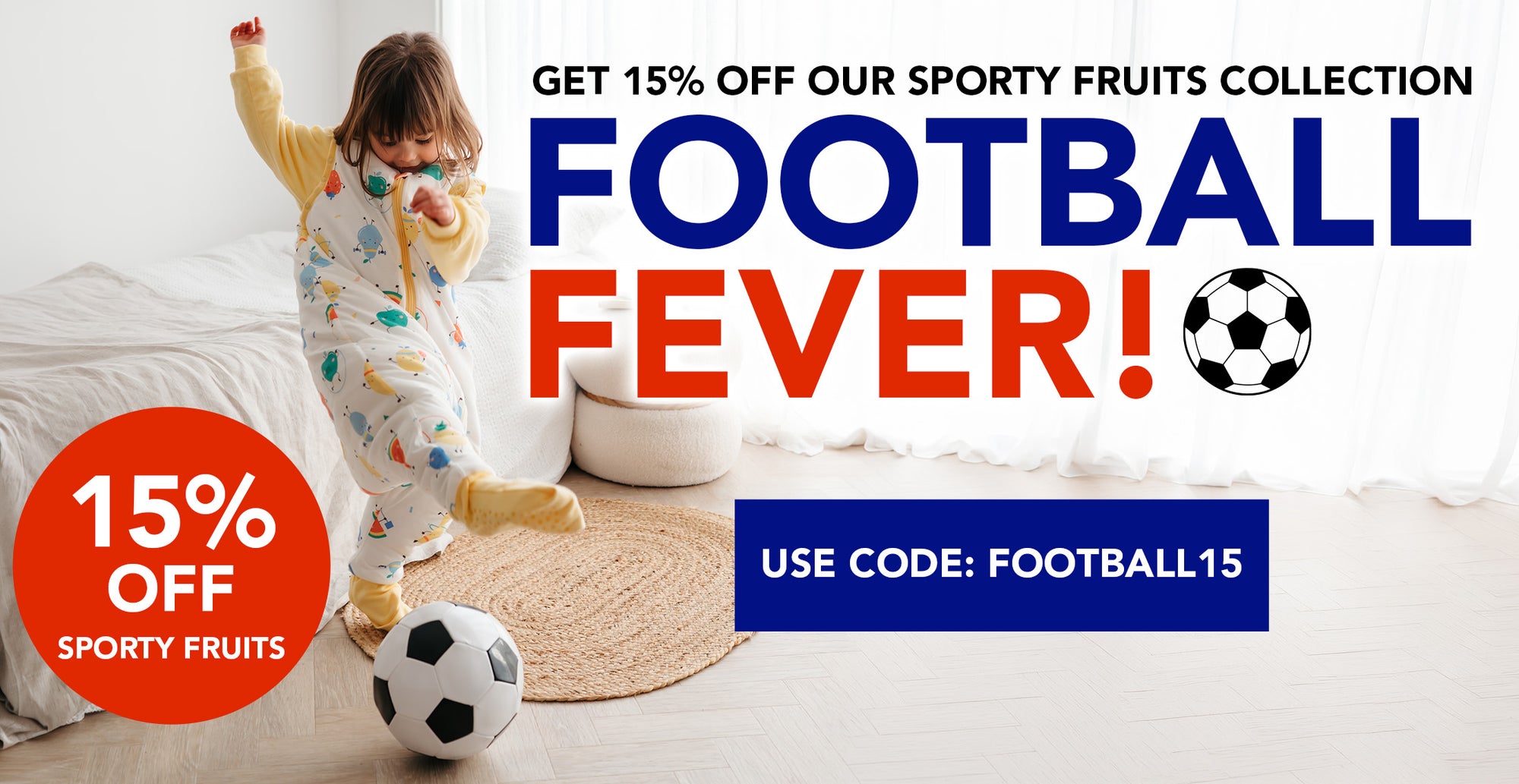Football Fever Sporty Fruits Design 15% OFF Sale
