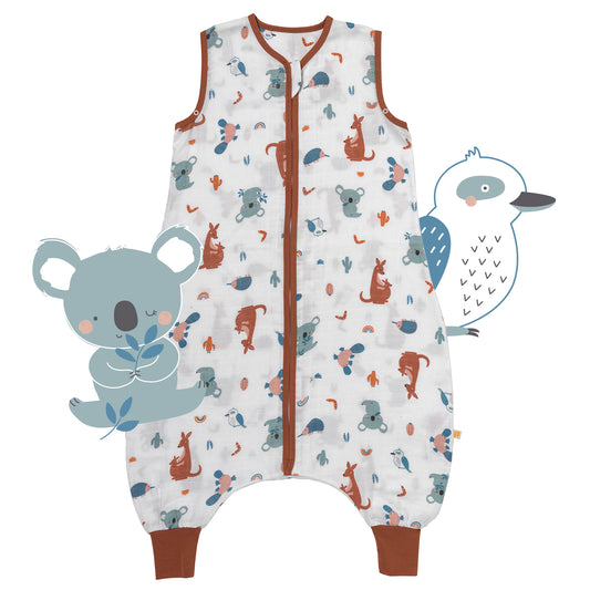 Muslin Sleeping Bag with Feet - 0.5 TOG_Kangaroo_front_412