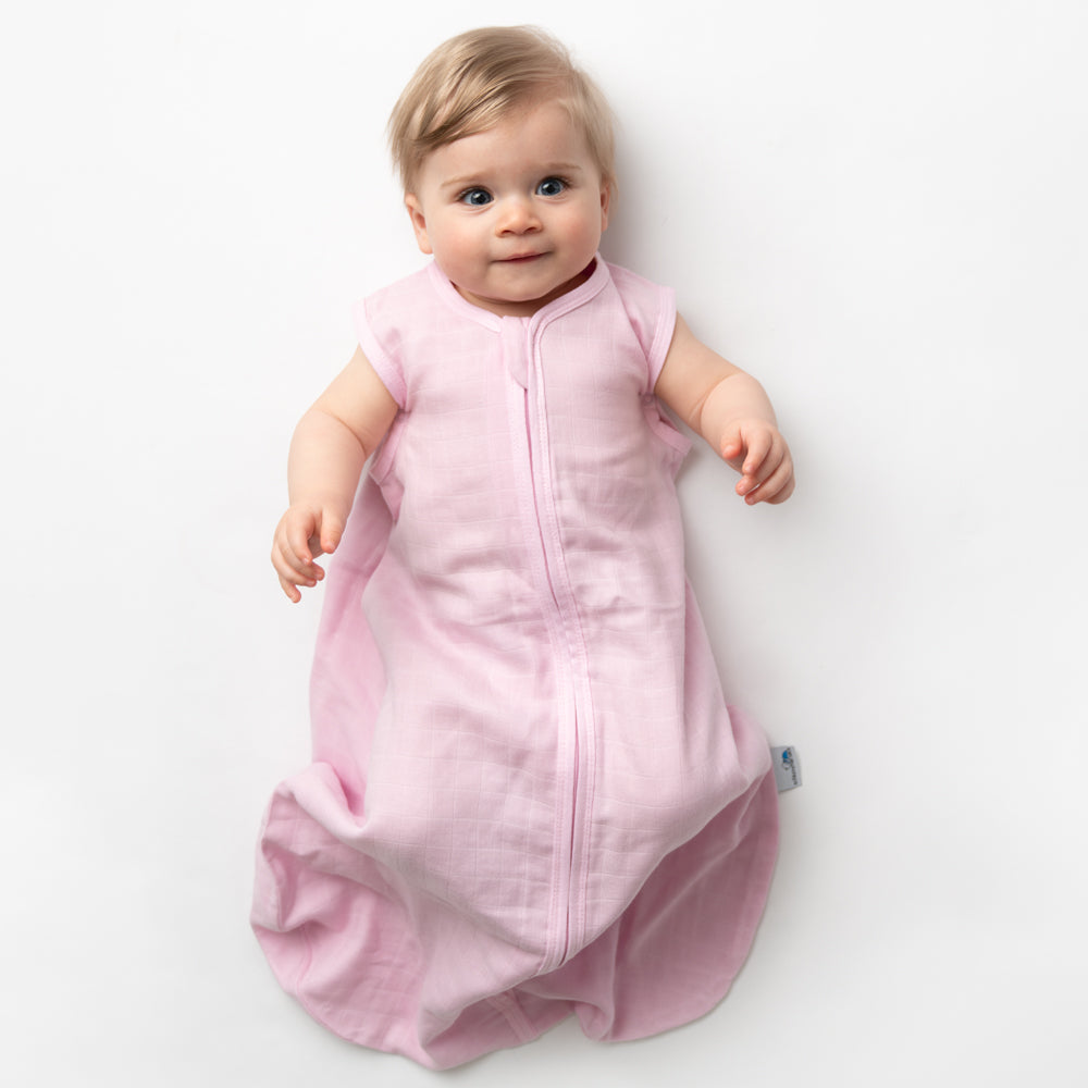 Plain Muslin Sleeping Bag - 0.5 Tog_Pink_3_423