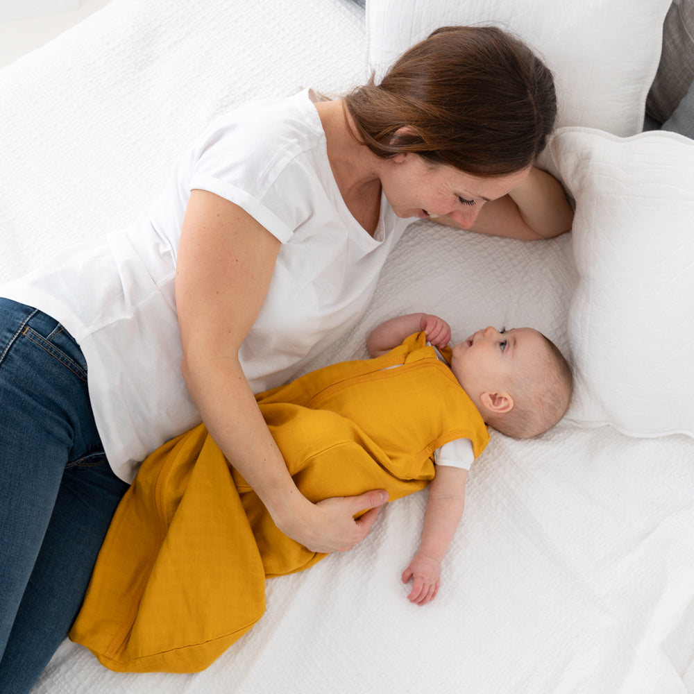 Plain Muslin Sleeping Bag - 0.5 Tog_Mustard_5_423